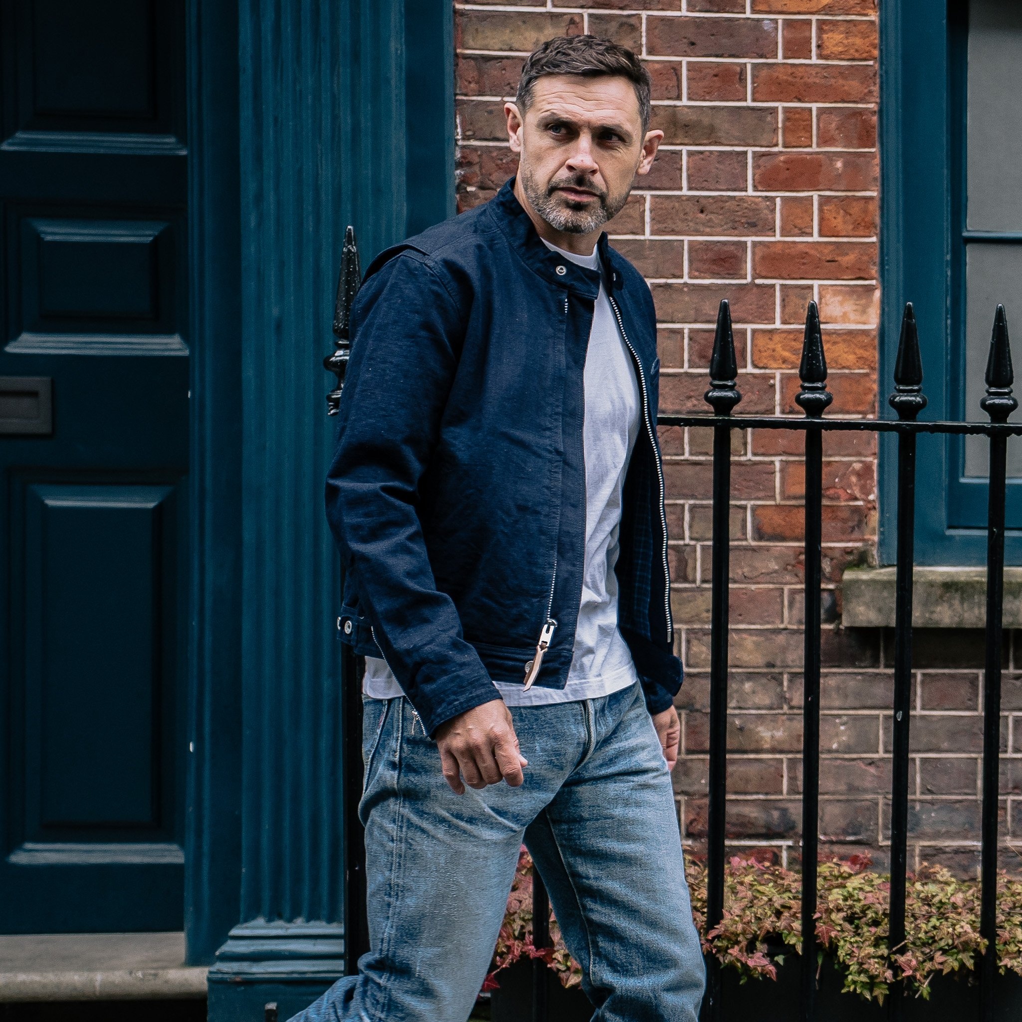 IHJ-135-IND 13oz Oxford Cloth Riders Jacket - Indigo - 4