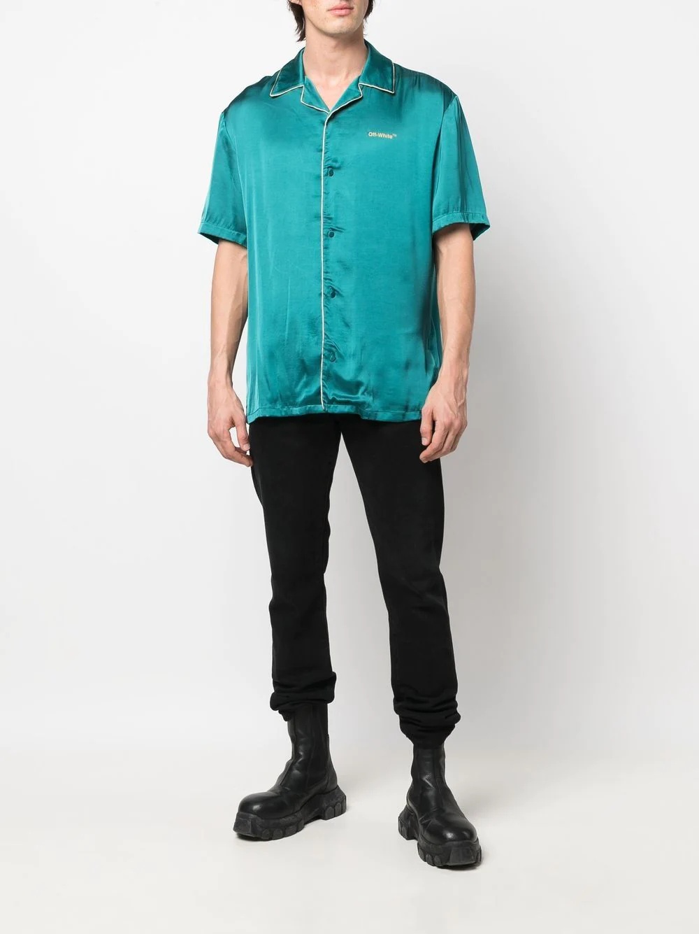 satin short-sleeve shirt - 2