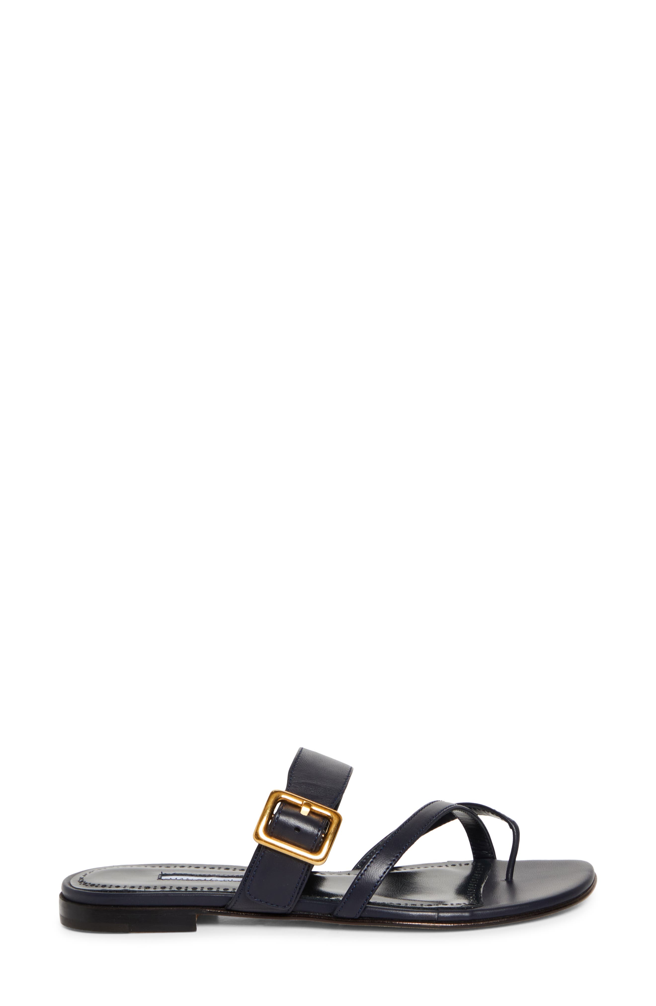 Manolo Blahnik Thalusa Flat Sandal in Navy at Nordstrom - 3
