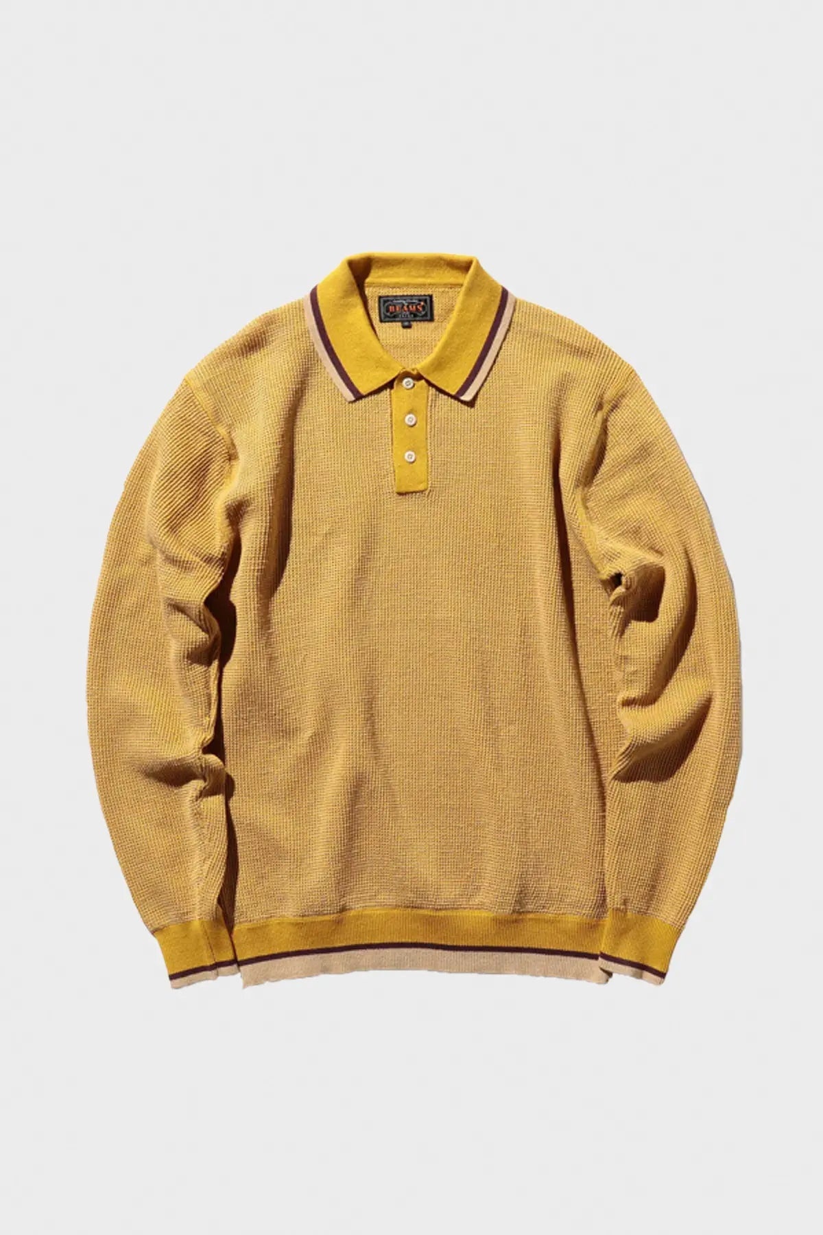 Slab Knit Polo Cotton Linen - Mustard - 1