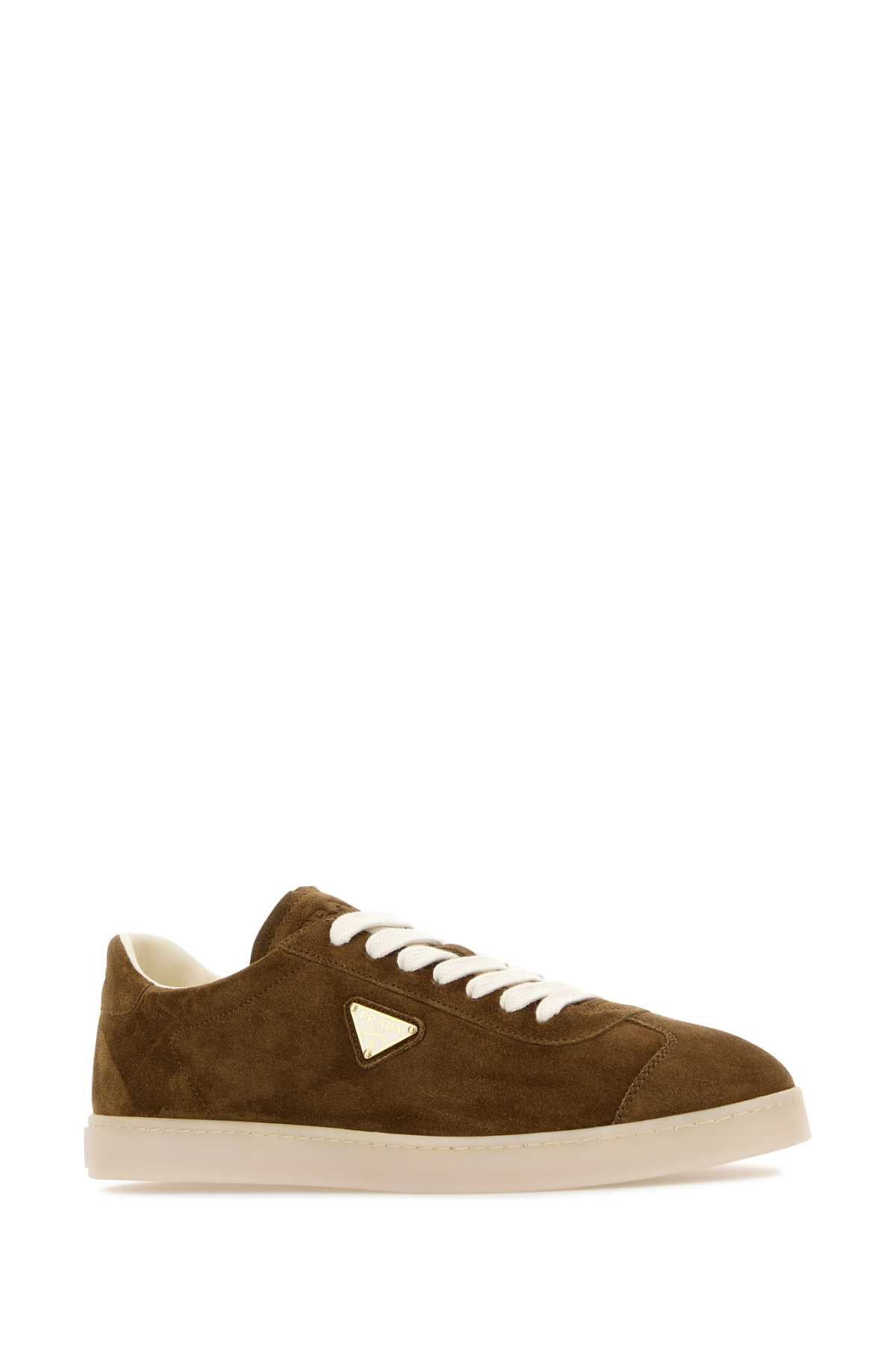Prada Men Brown Suede Sneakers - 2