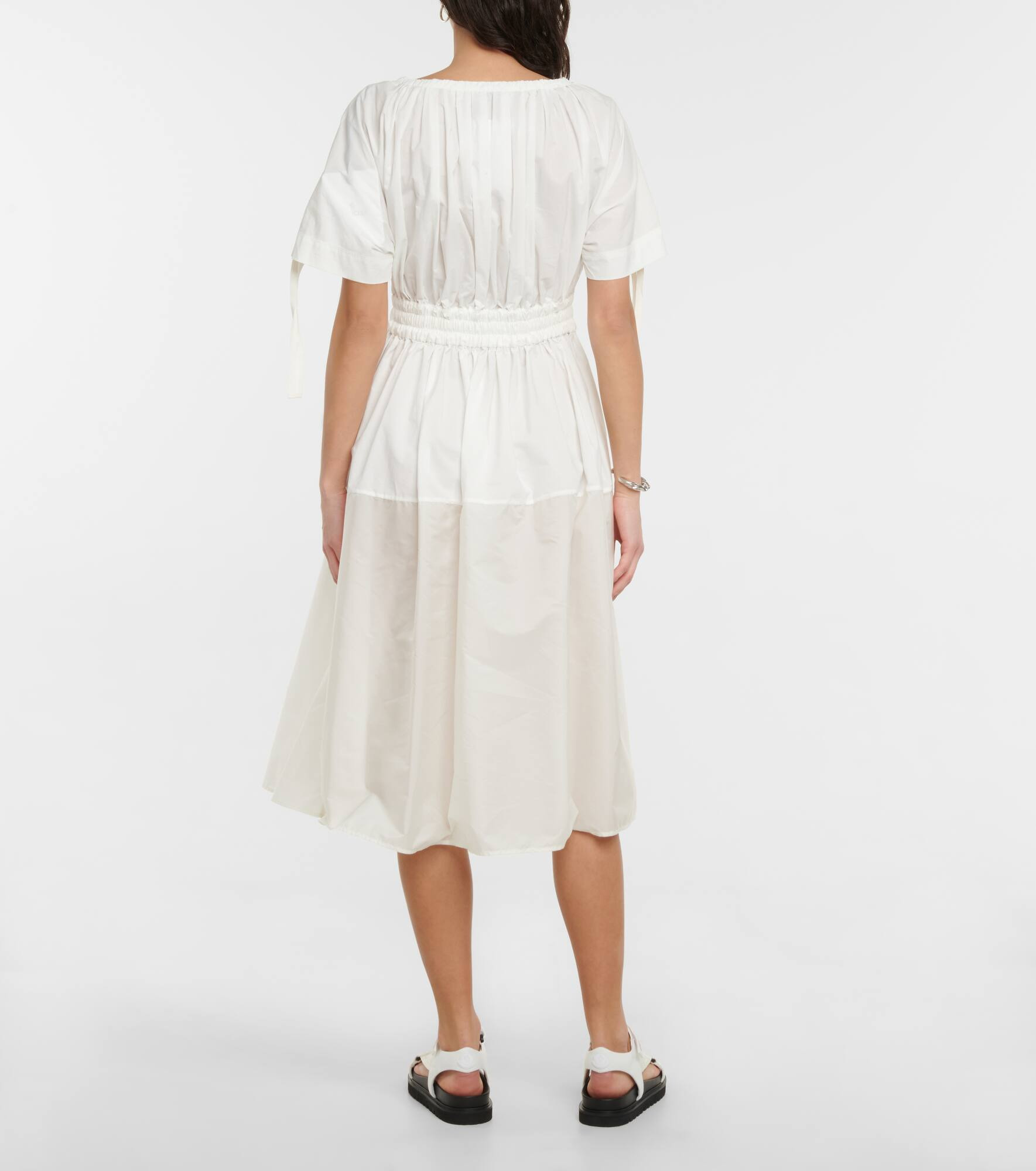 Cotton gabardine and nylon midi dress - 3