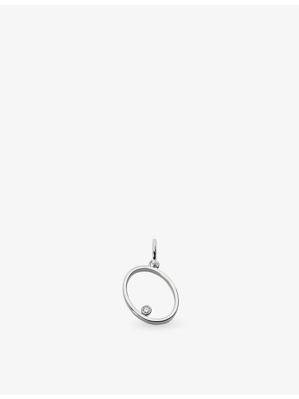 Solitaire Diamond Initial O Sterling-Silver And 0.035ct Lab-Grown Diamond Pendant - 1