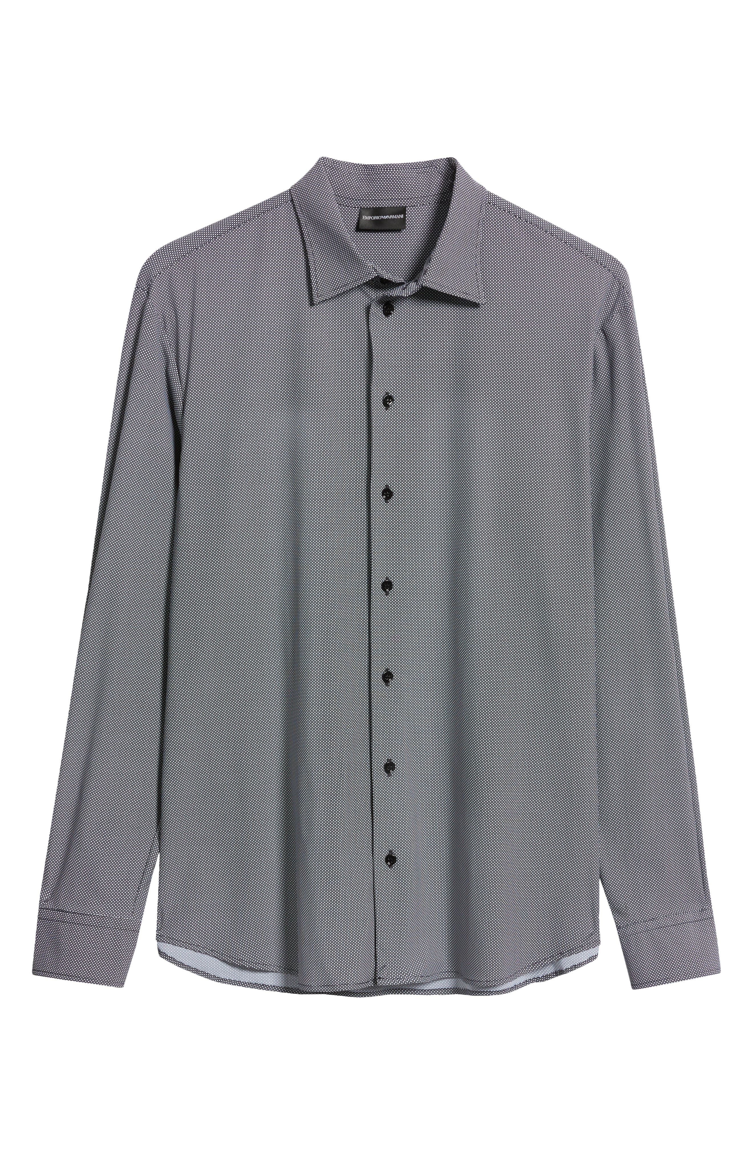 Emporio Armani Microdot Button-Up Shirt in Solid Black at Nordstrom - 6