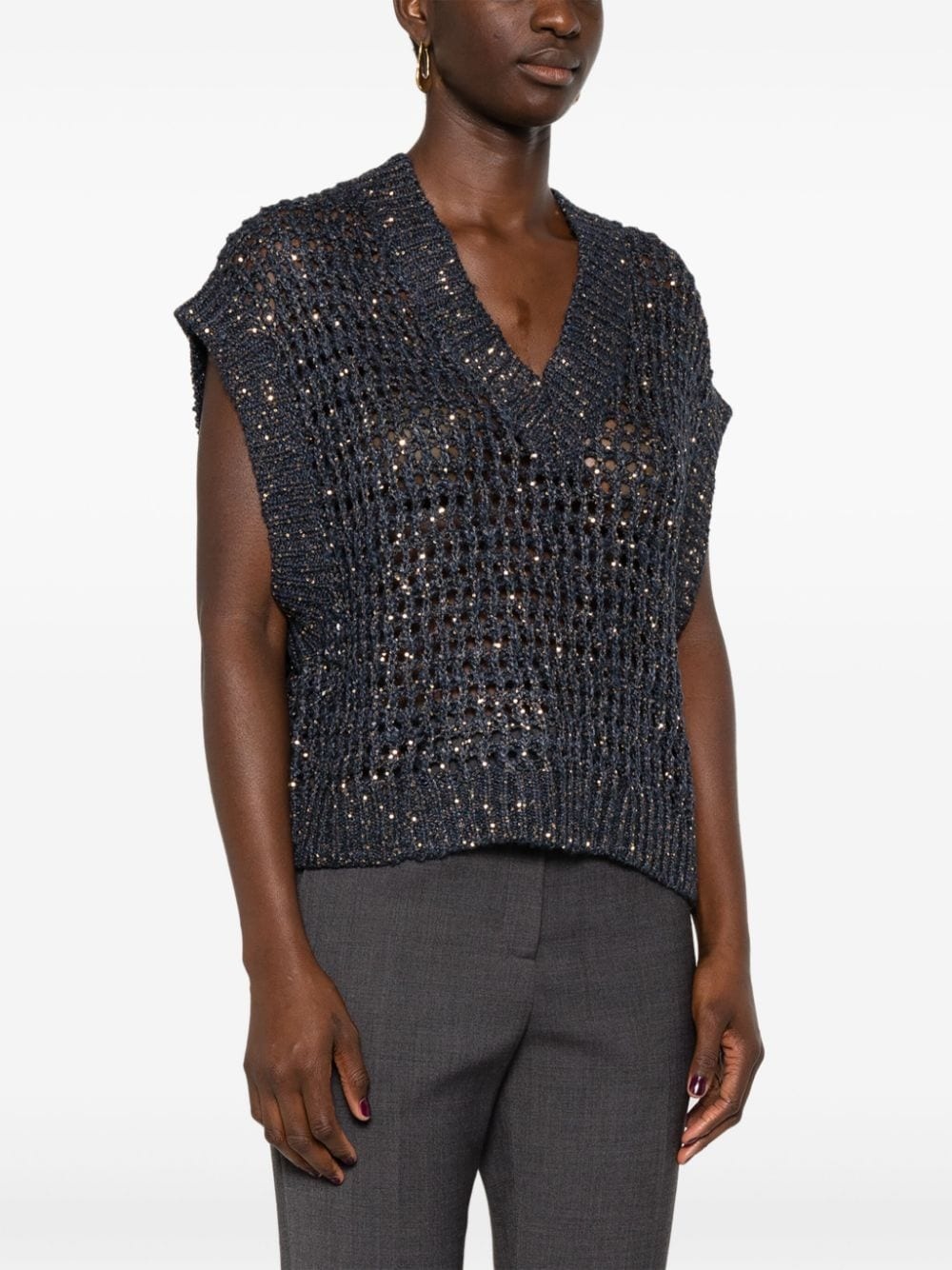 Dazzling net silk and linen waistcoat - 3