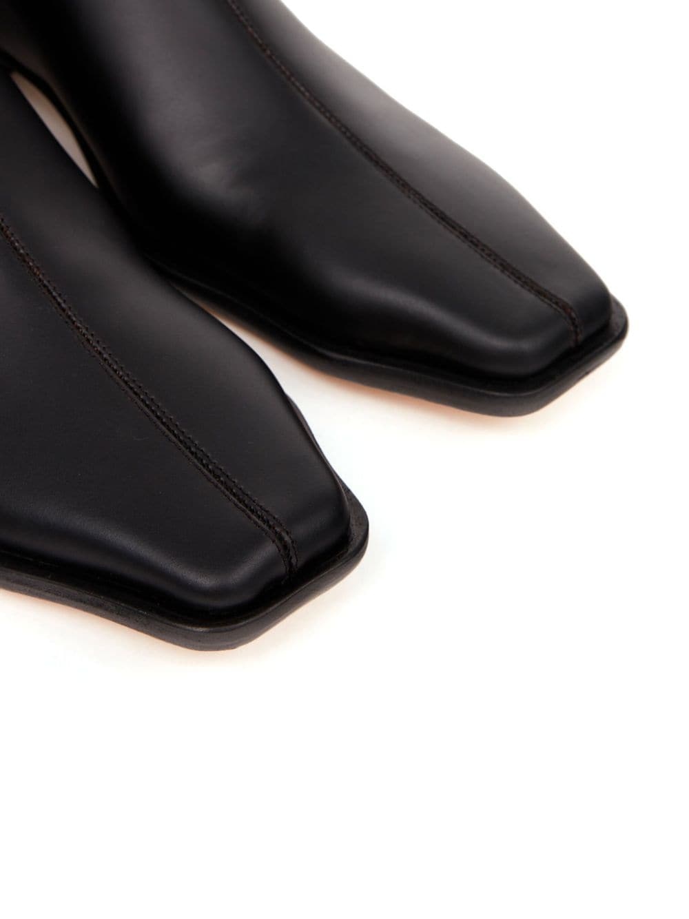 square-toe leather slippers - 4