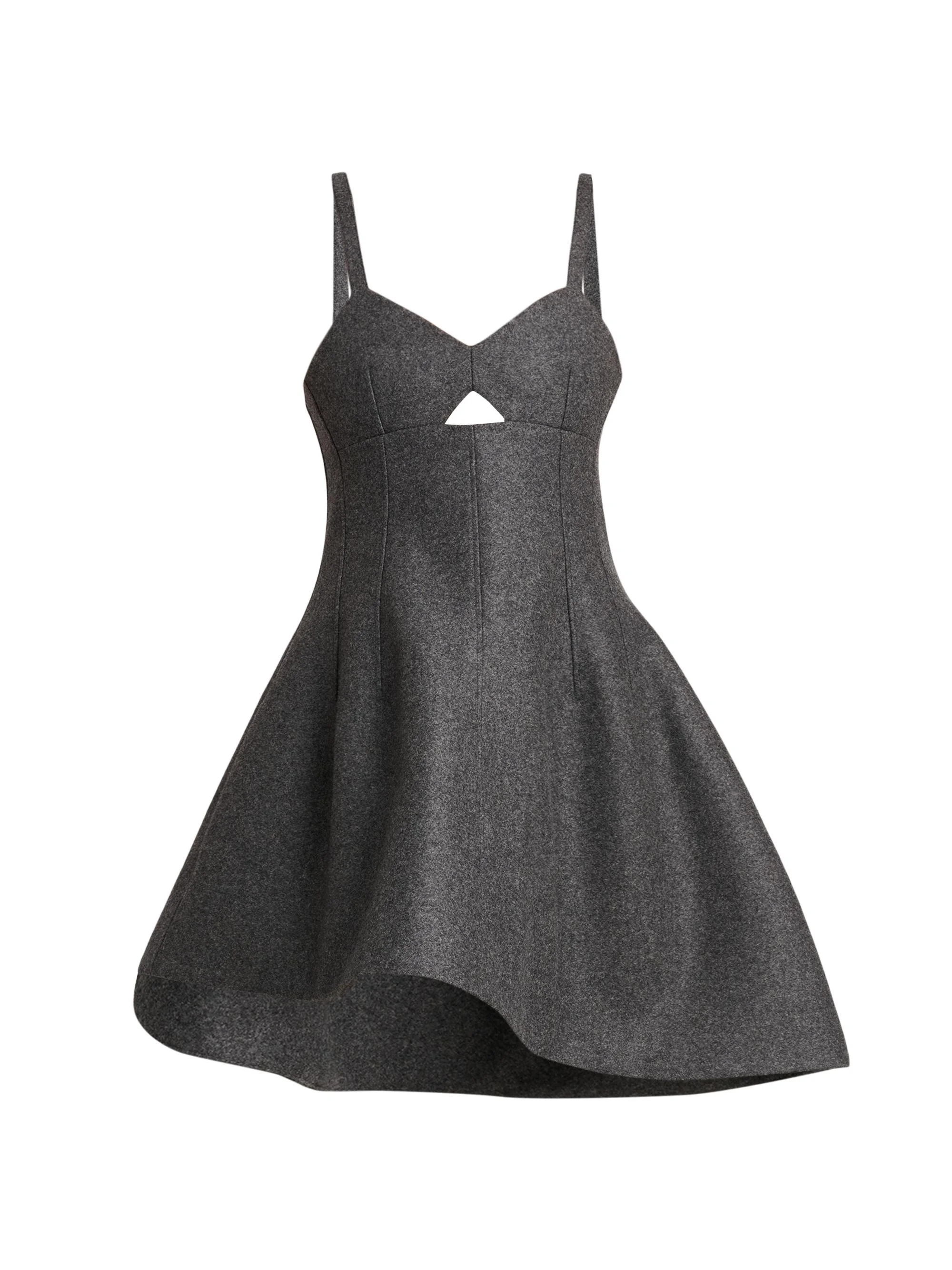 Women's Wool Melange Fit-&-Flare Minidress - Lava Stone - 1