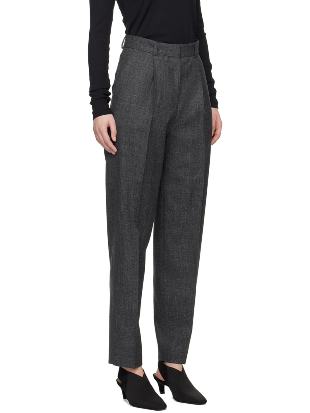Gray Single-Pleat Trousers - 2