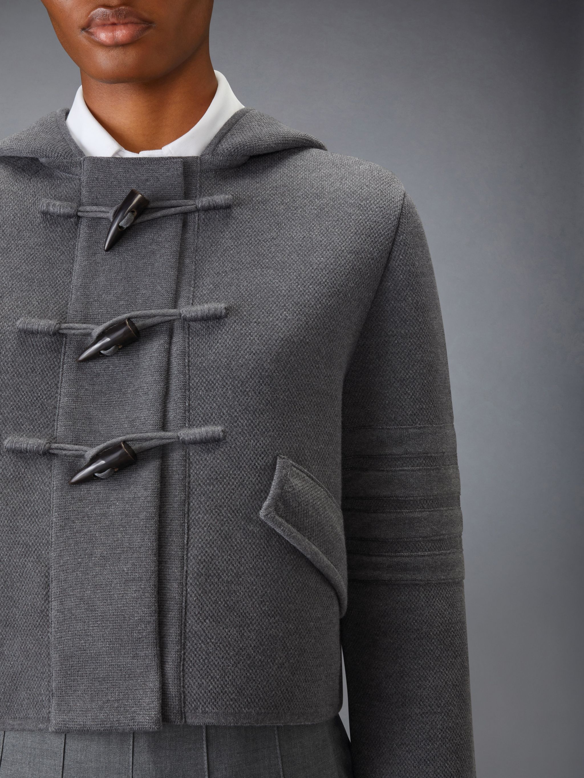 Cotton Wool 4-Bar Cropped Duffle Jacket - 5