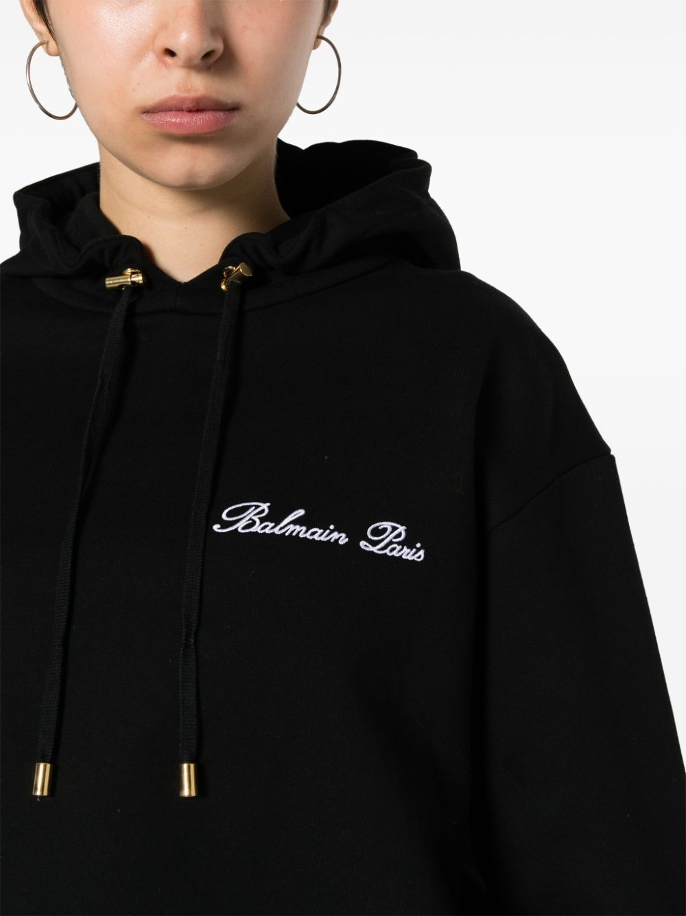 logo-embroidered cotton hoodie - 5