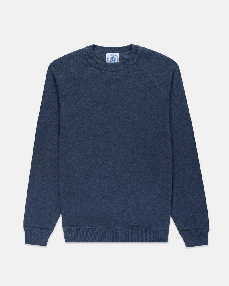 J. PRESS MEDIUM BLUE COTTON/WOOL CREWNECK SWEATSHIRT - TRIM FIT outlook