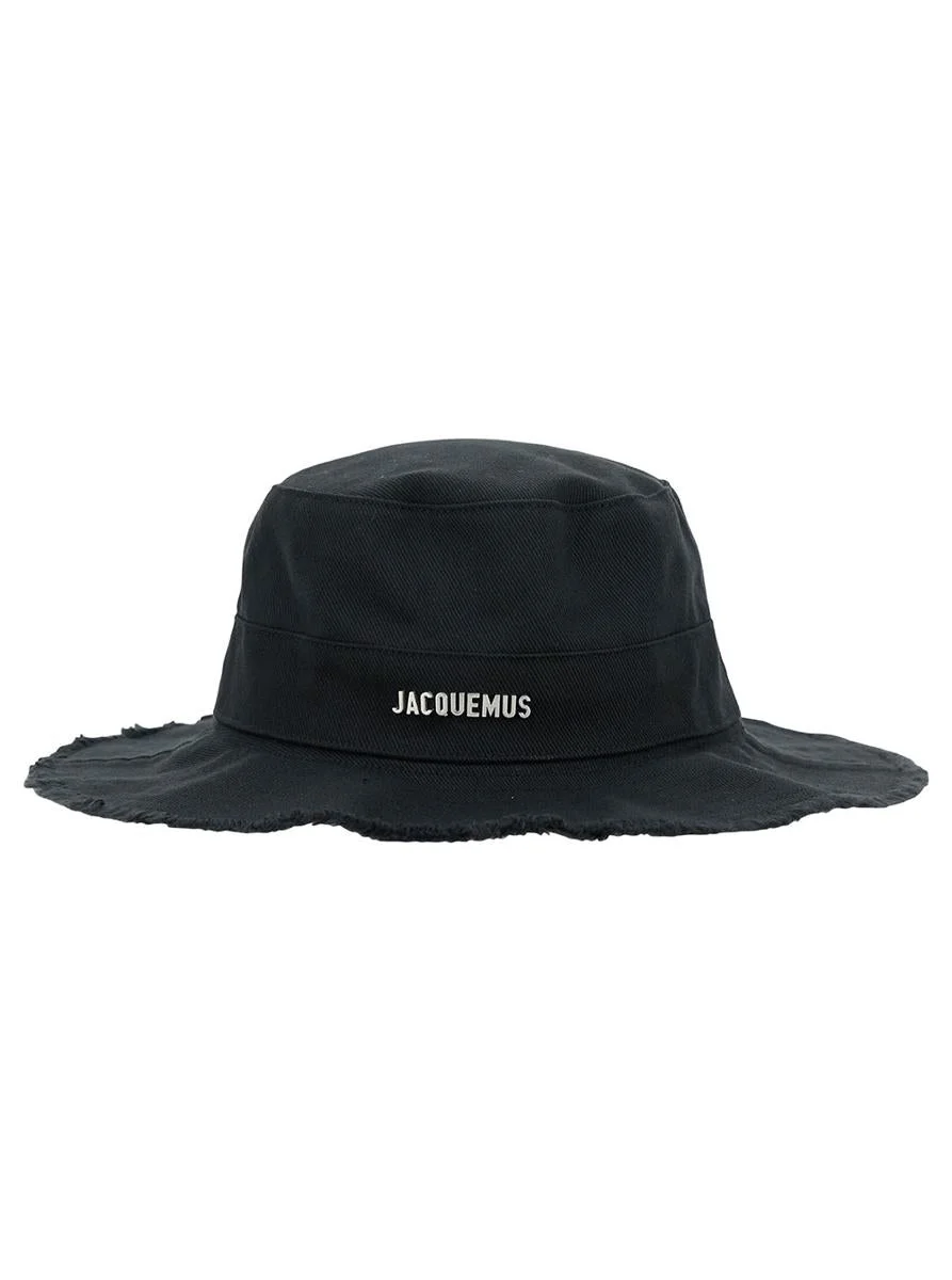 Jacquemus 'Le Bob Artichaut' Black Hat With Metal Logo In Canvas Man - 1