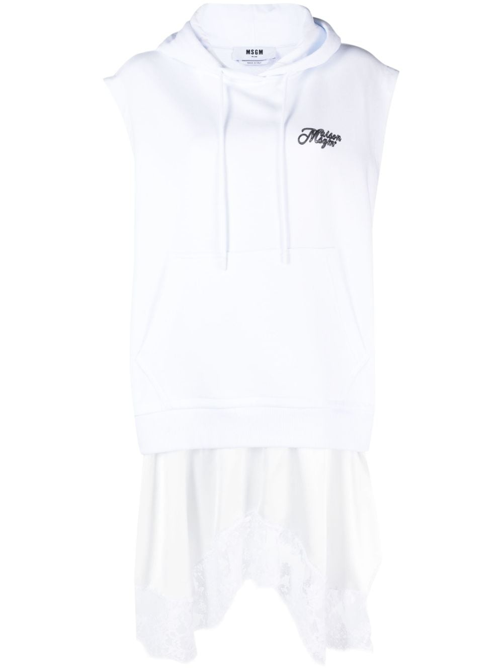 logo-print lace-trim minidress - 1