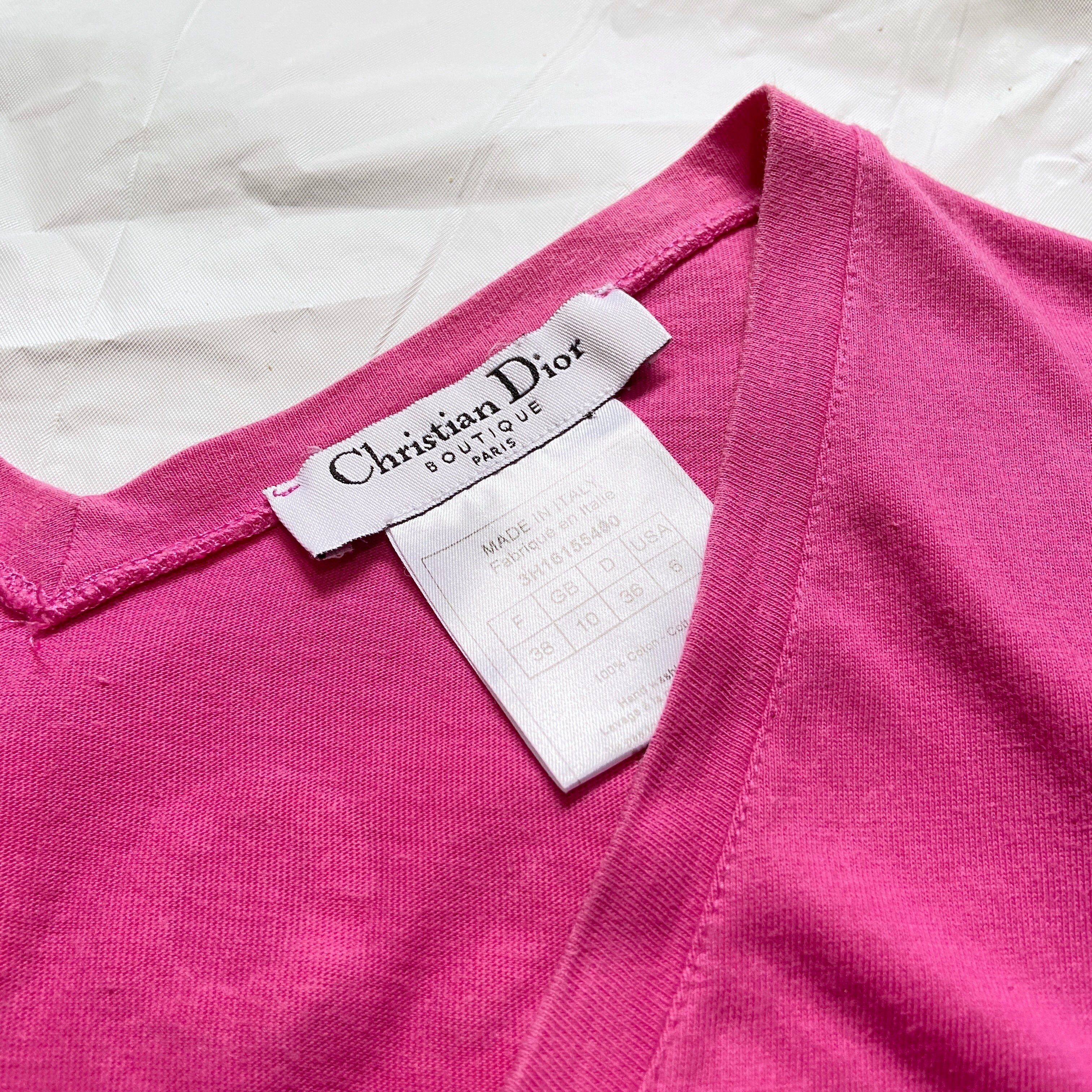 Christian Dior Fall 2003 Galliano “J’adore Dior” pink low neckline tee 42 - 7