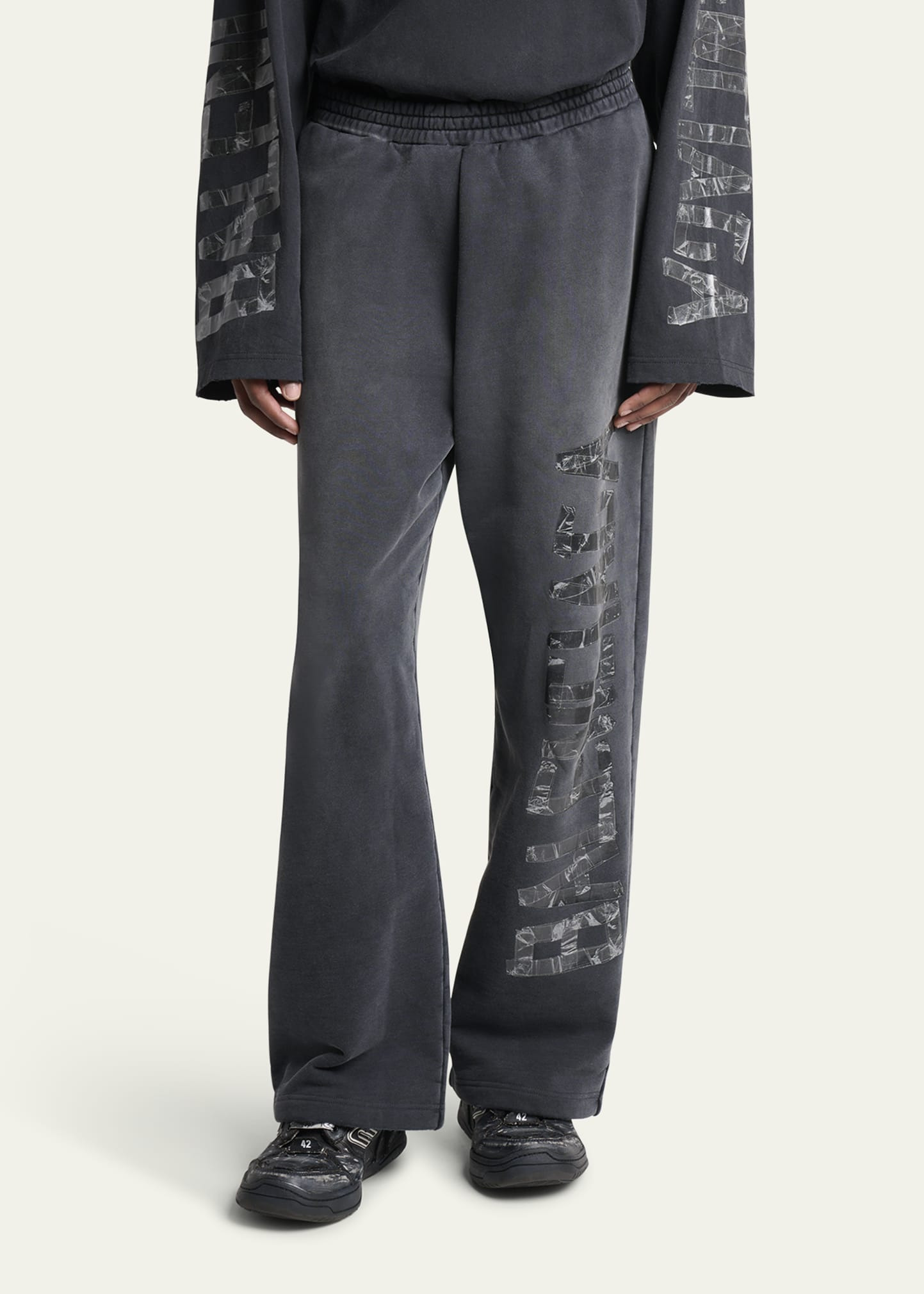 Men's Faded Terry Logo Tape Relaxed-Fit Sweatpants - 4
