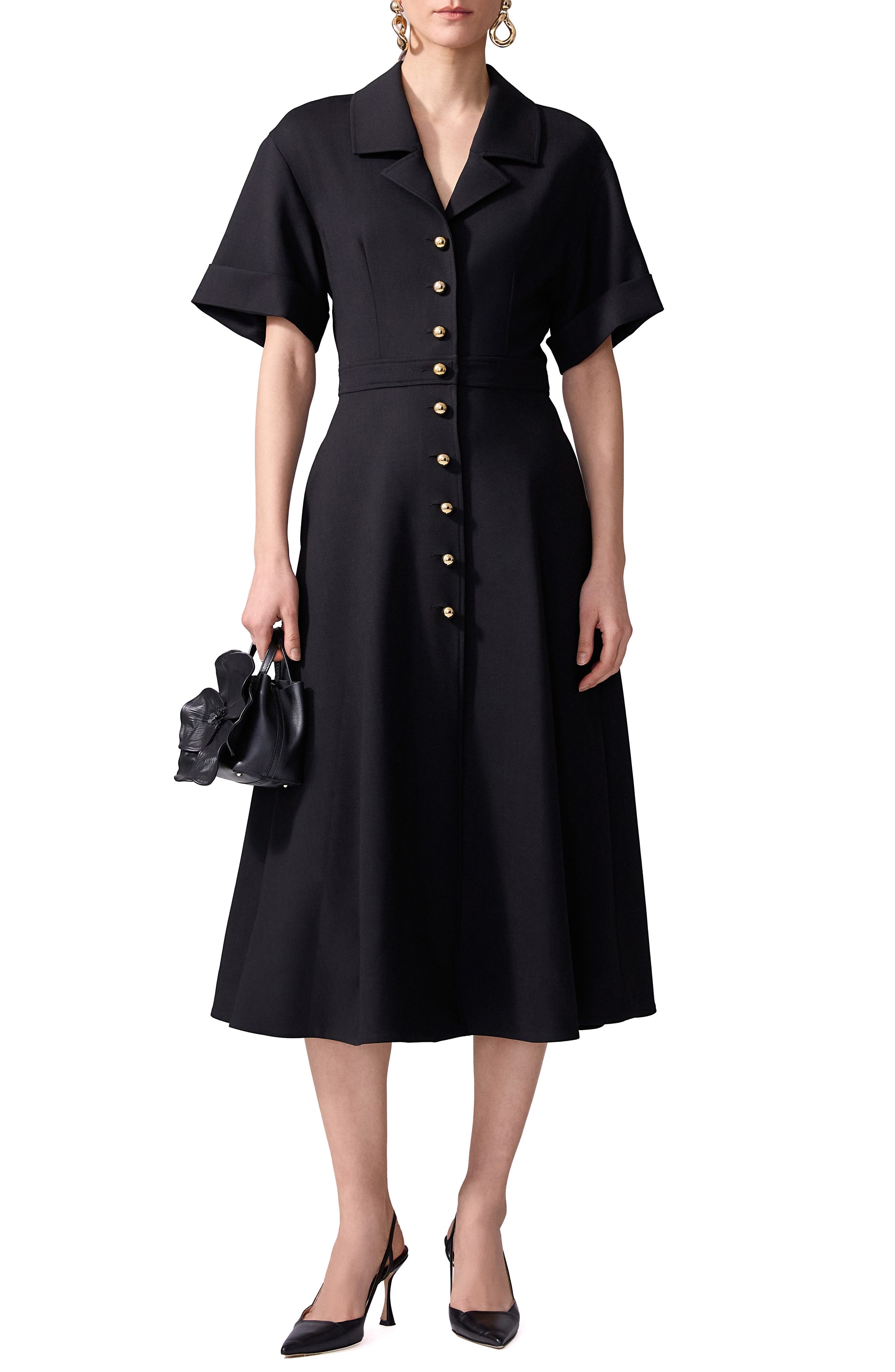 Carolina Herrera Stretch Virgin Wool Midi Dress in Black at Nordstrom - 5