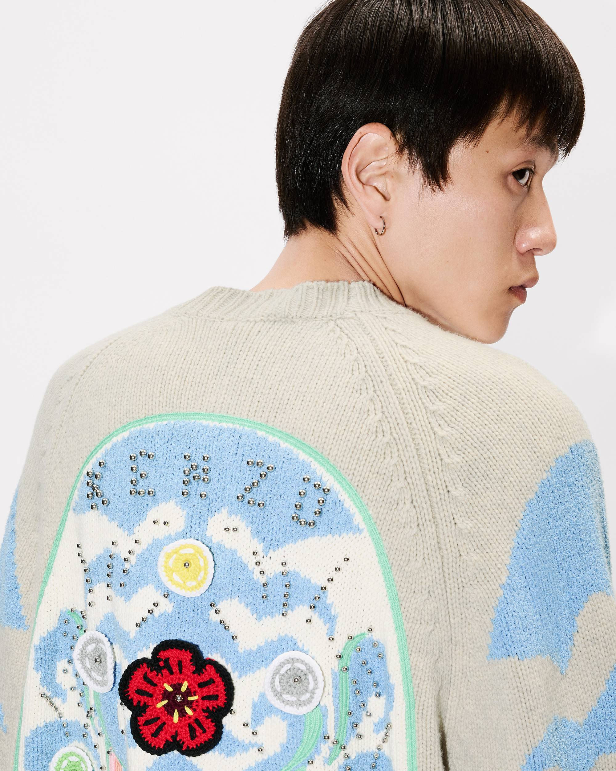 'KENZO Pachinko' embroidered cardigan in wool cotton - 7