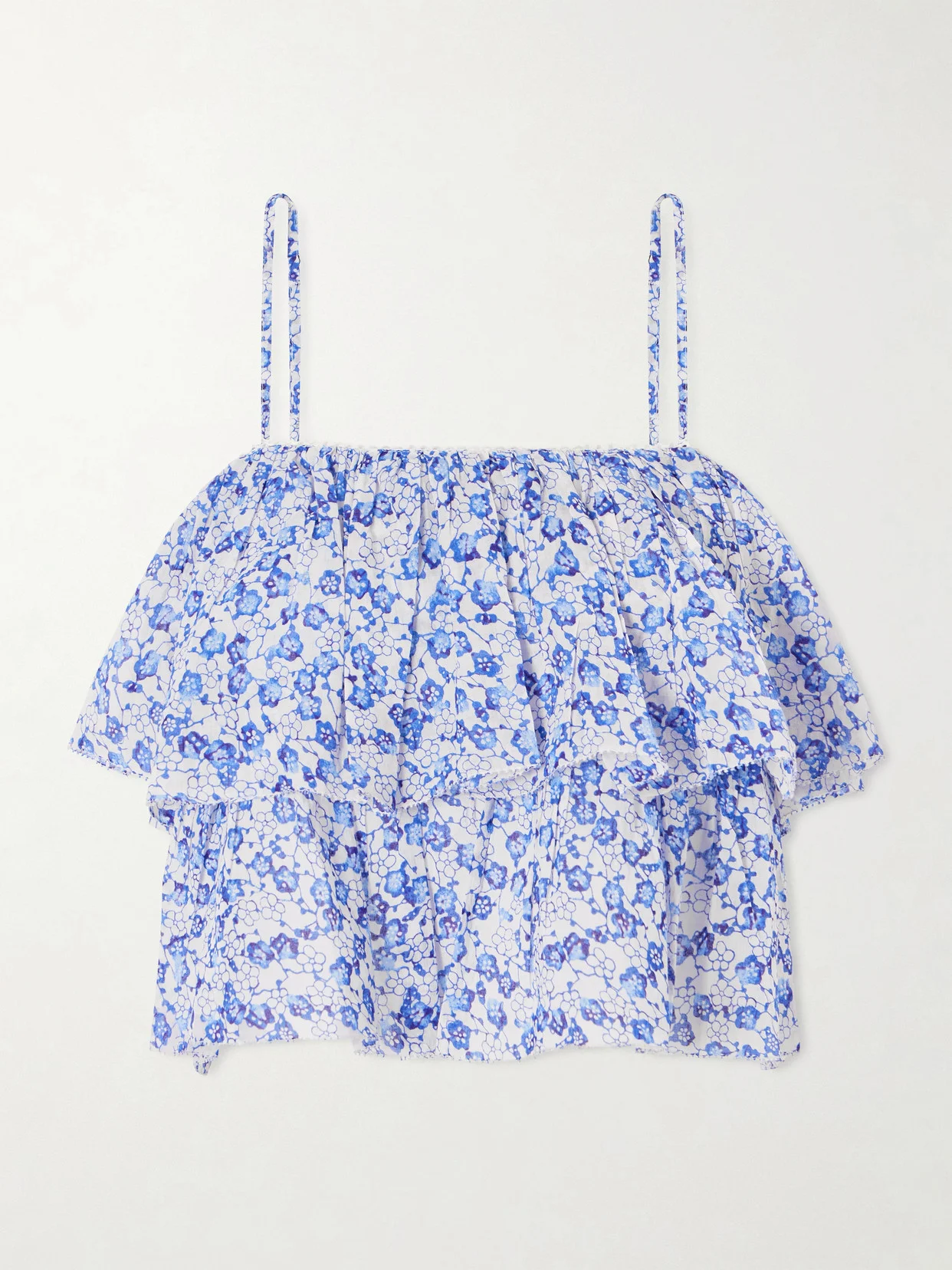 Erisa Ruffled Floral-print Organic Cotton Cami - 1