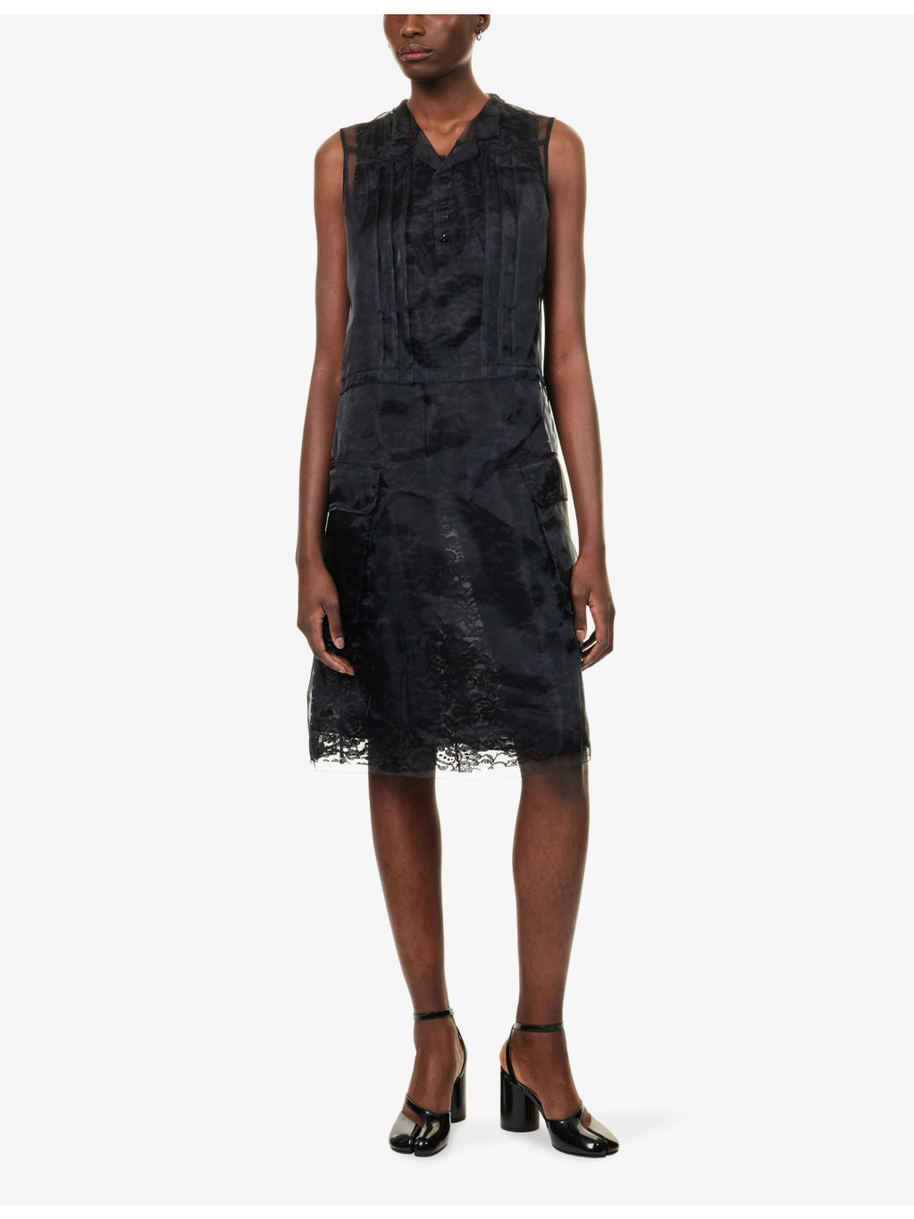 Layered Sleeveless Lace and Tulle Midi Dress - 2