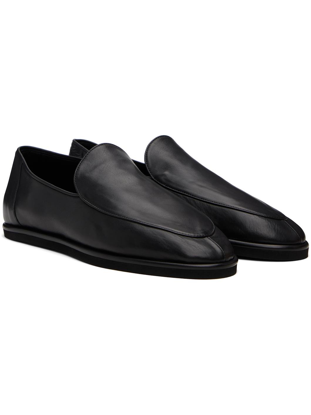 Black Soft Leather Loafers - 4