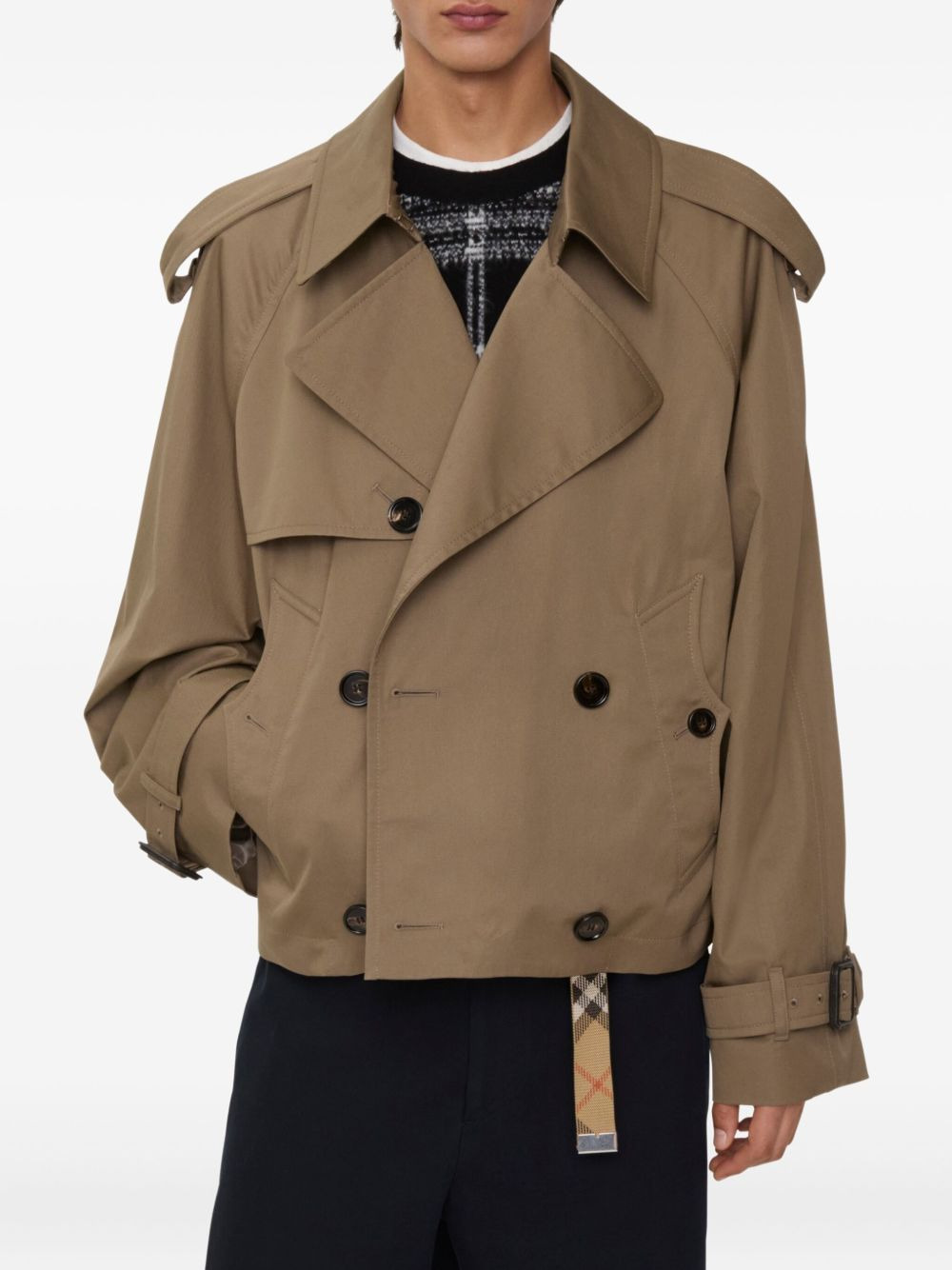 cropped gabardine trench-coat - 1
