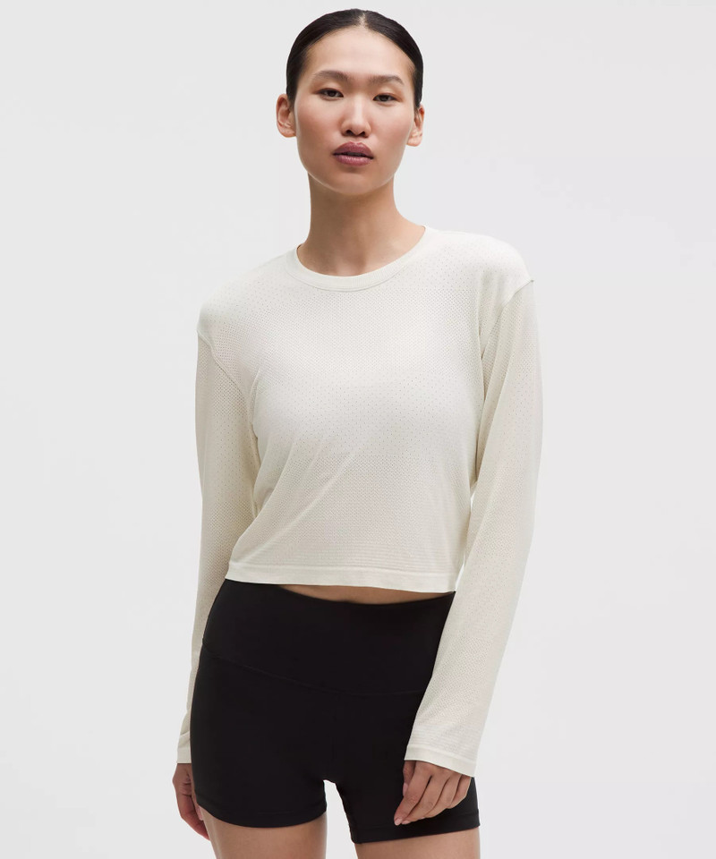 Swiftly Perforated Stripe Long-Sleeve Shirt 1