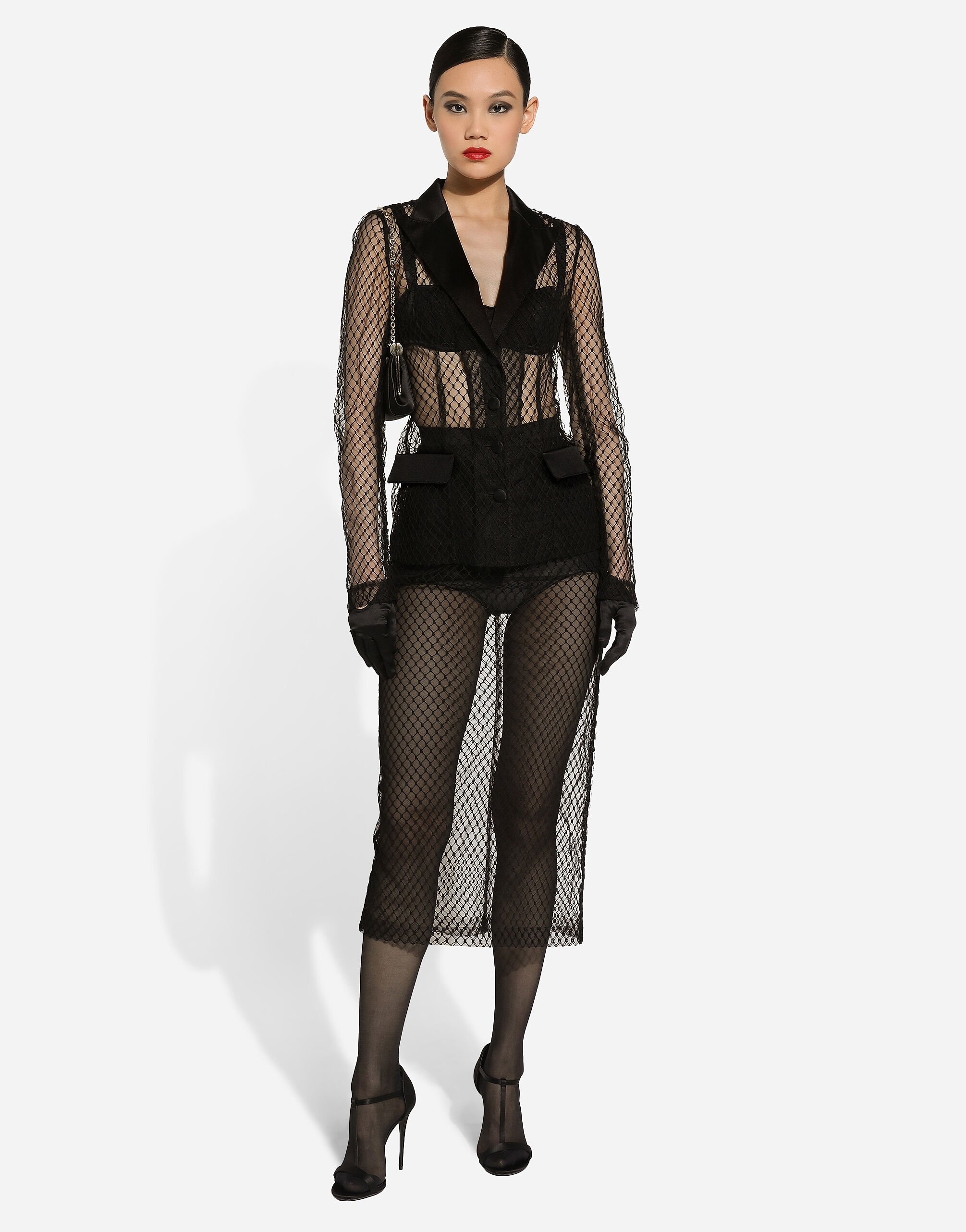 Single-breasted mesh Dolce tuxedo jacket - 3