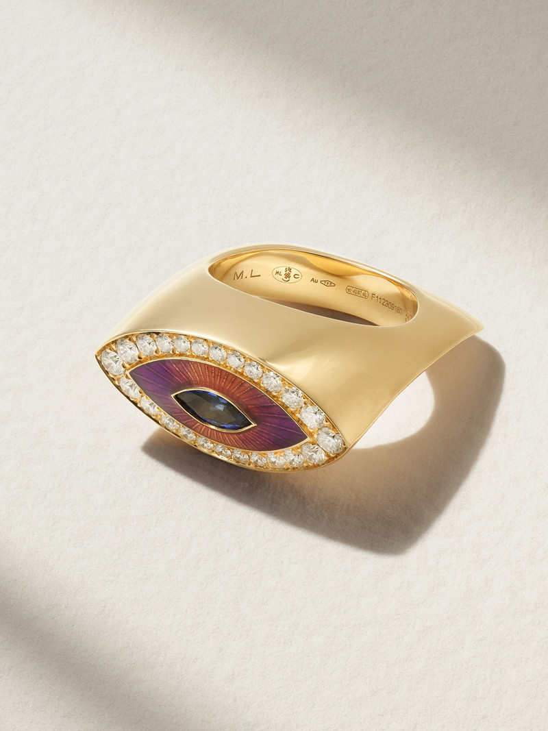 Evil Eye 18-karat Gold, Diamond And Sapphire Ring 1