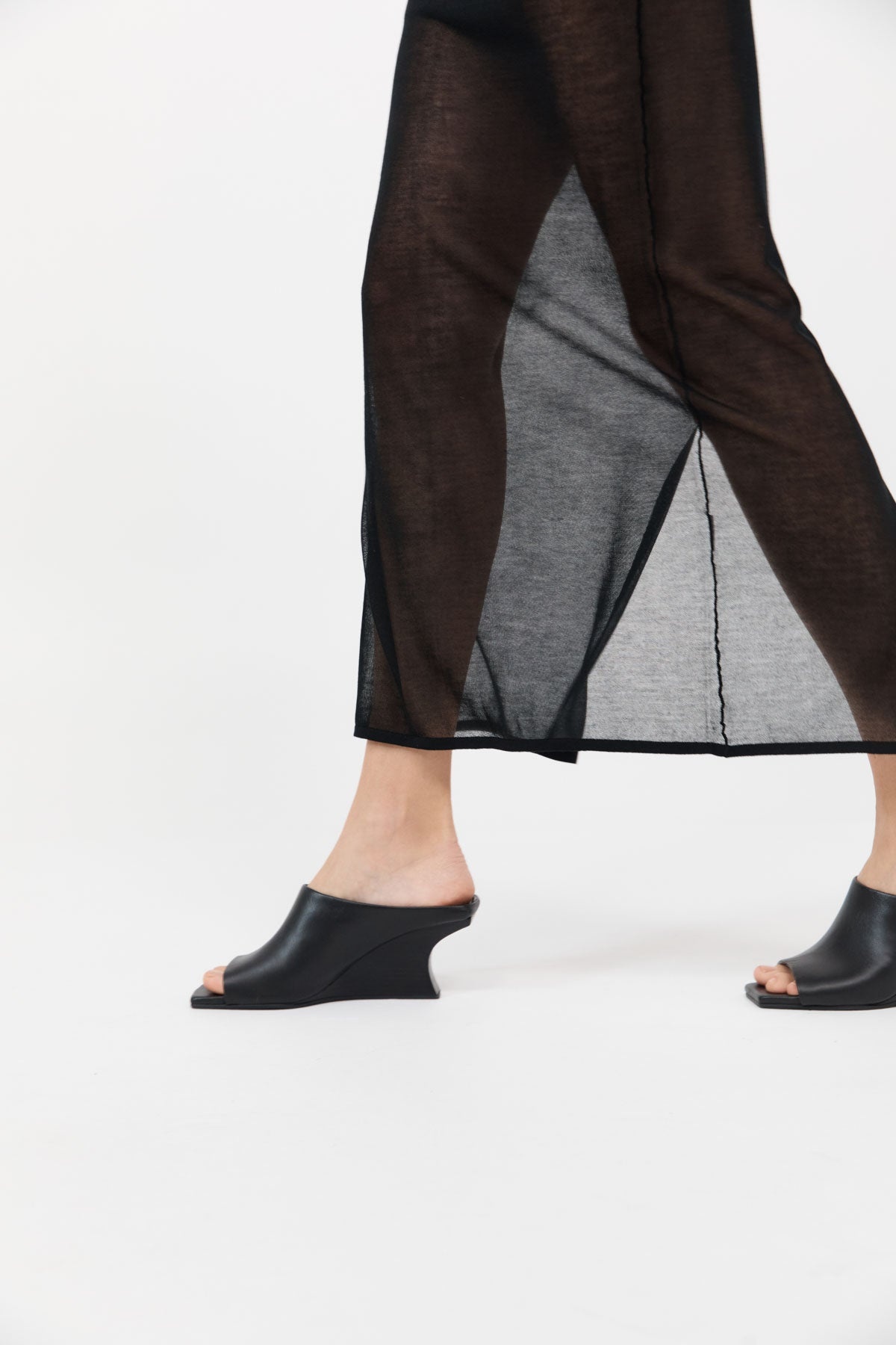Architectural Wedge Mules - Black - 3