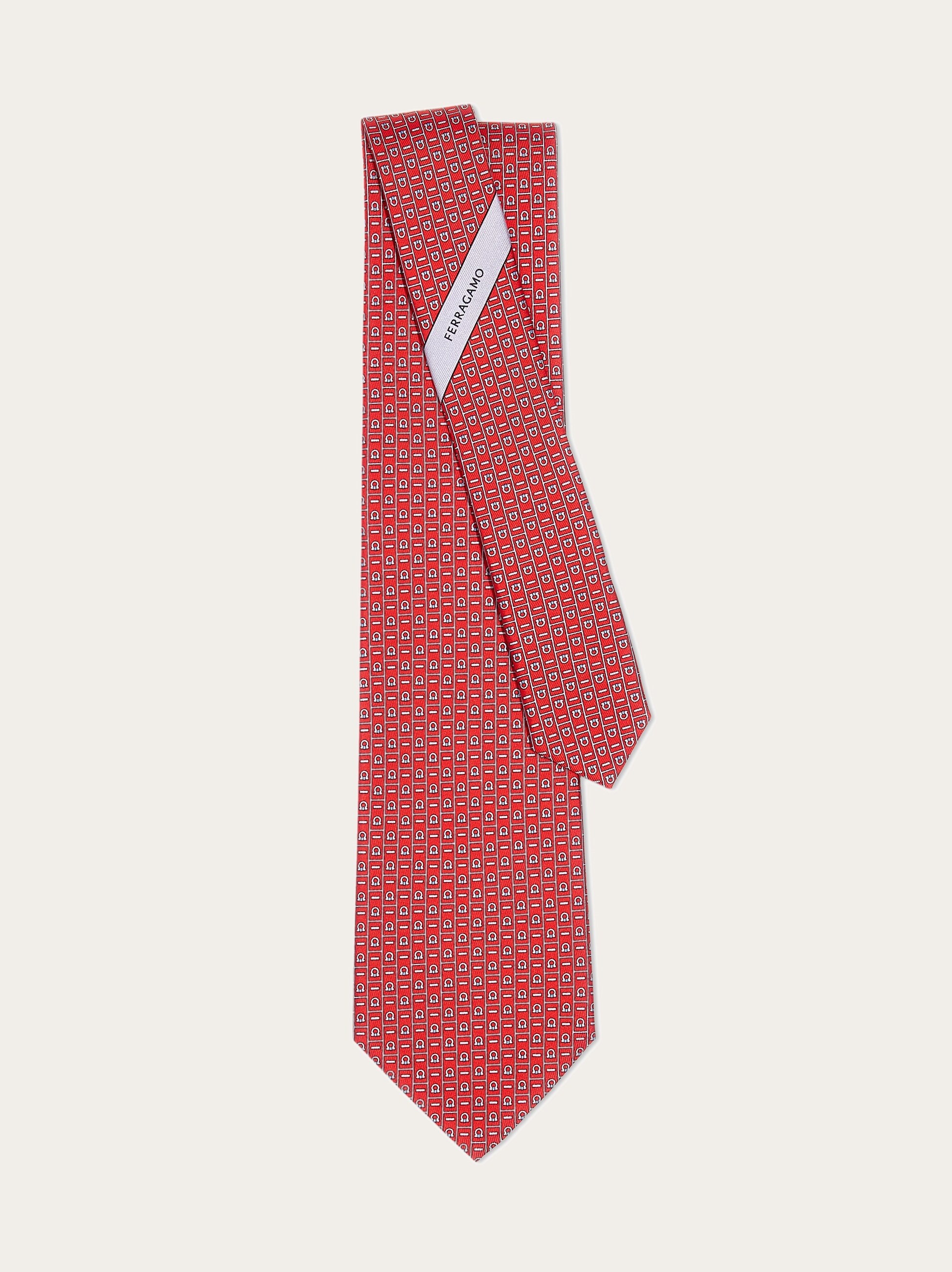 Gancini Monogram print silk tie - 3