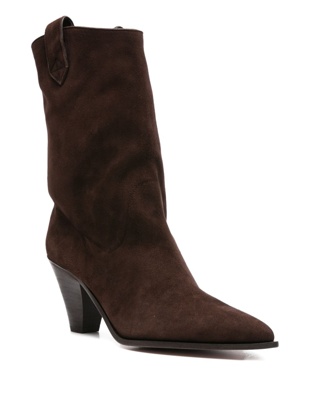 80mm suede leather cowboy boots - 2