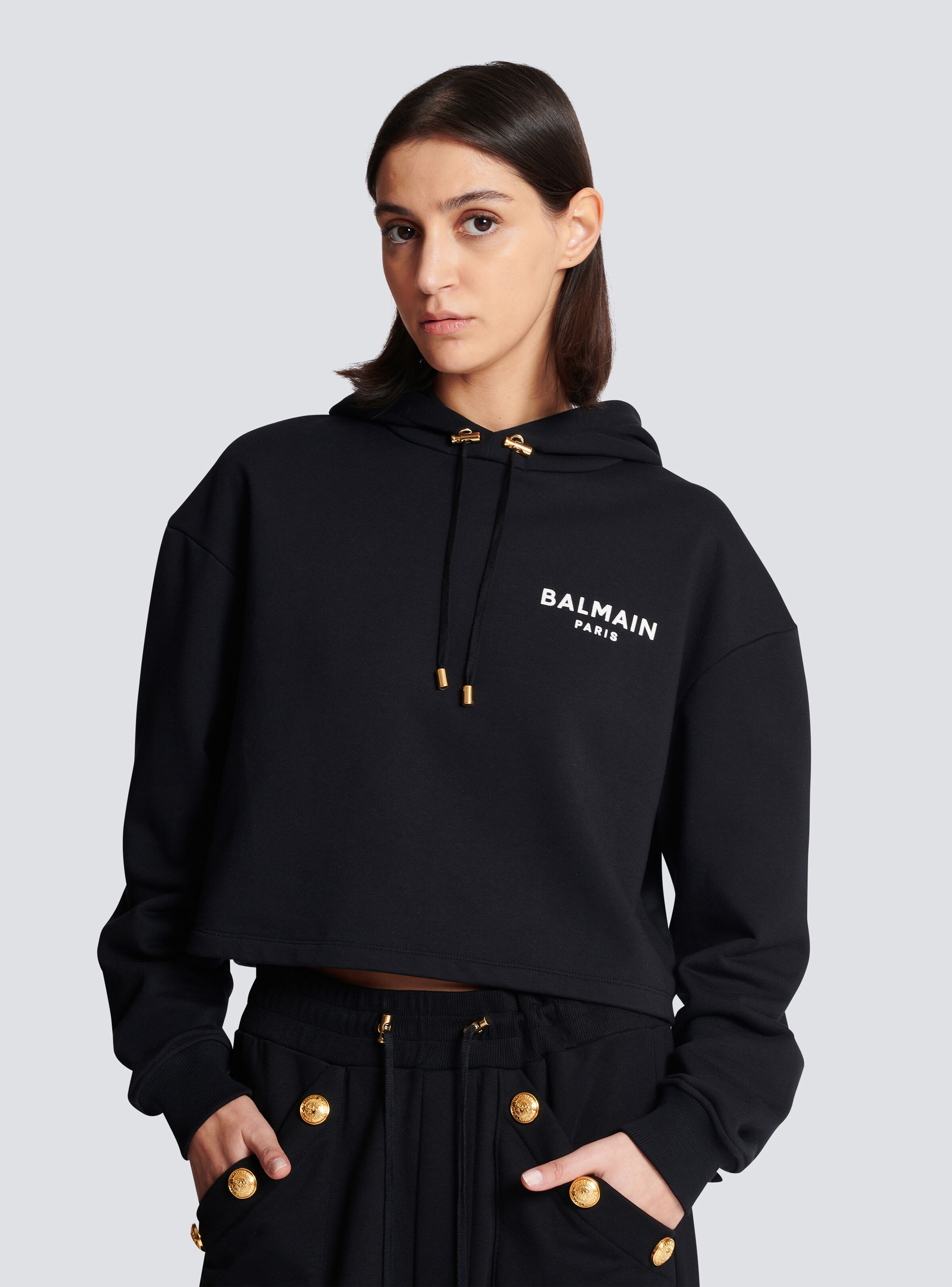 Flocked Balmain Paris hoodie - 6