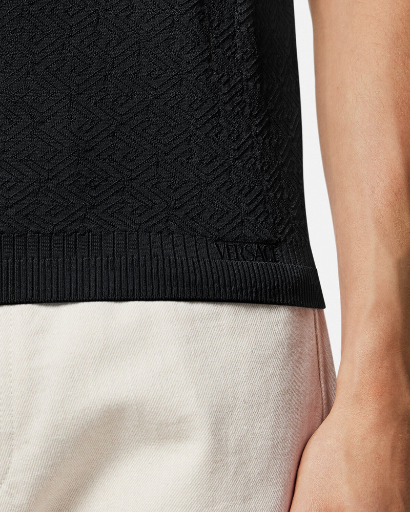 La Greca Short-Sleeved Knit Polo Shirt 5