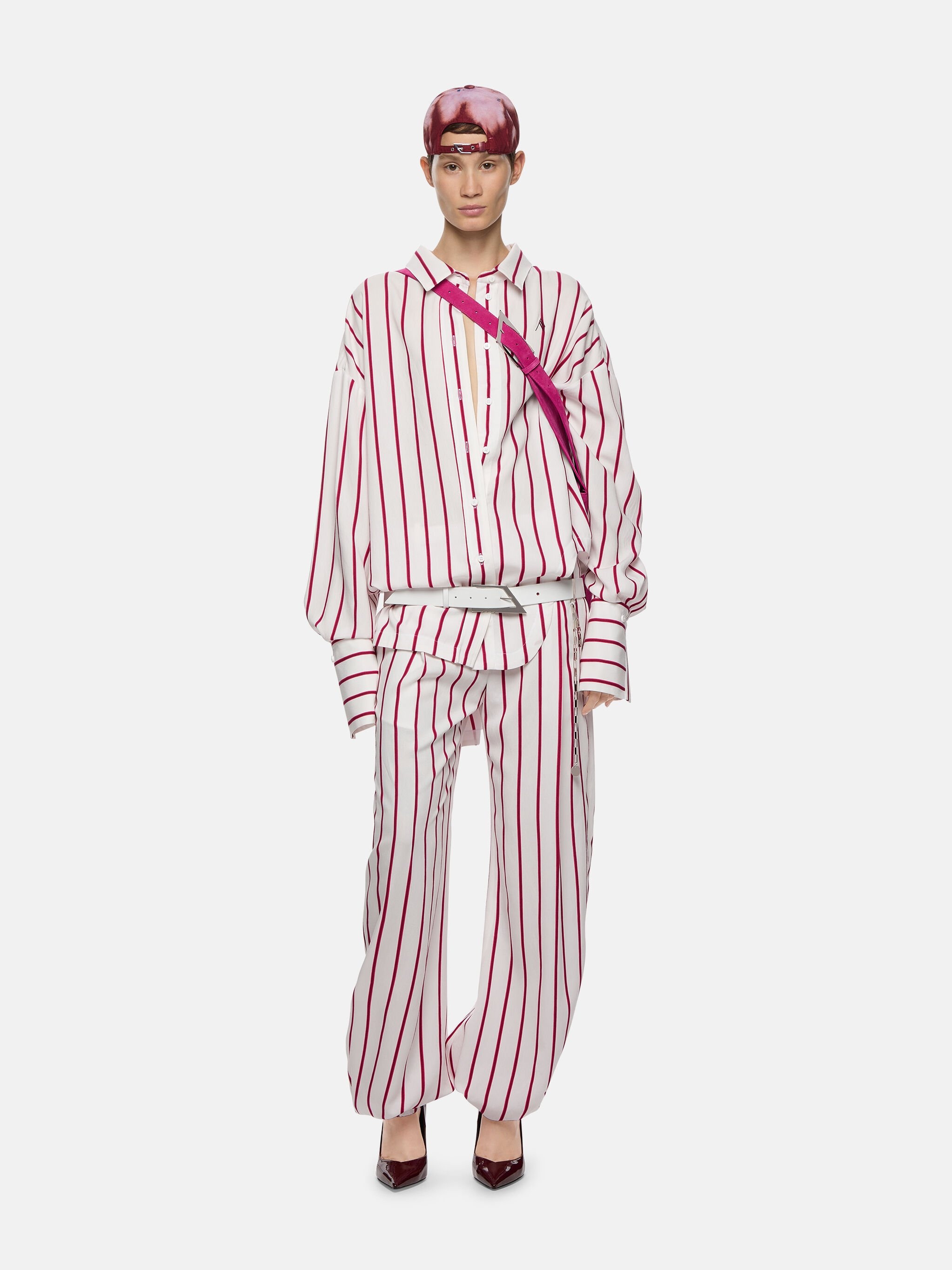 "REY" WHITE WITH RED STRIPES LONG PANTS - 2