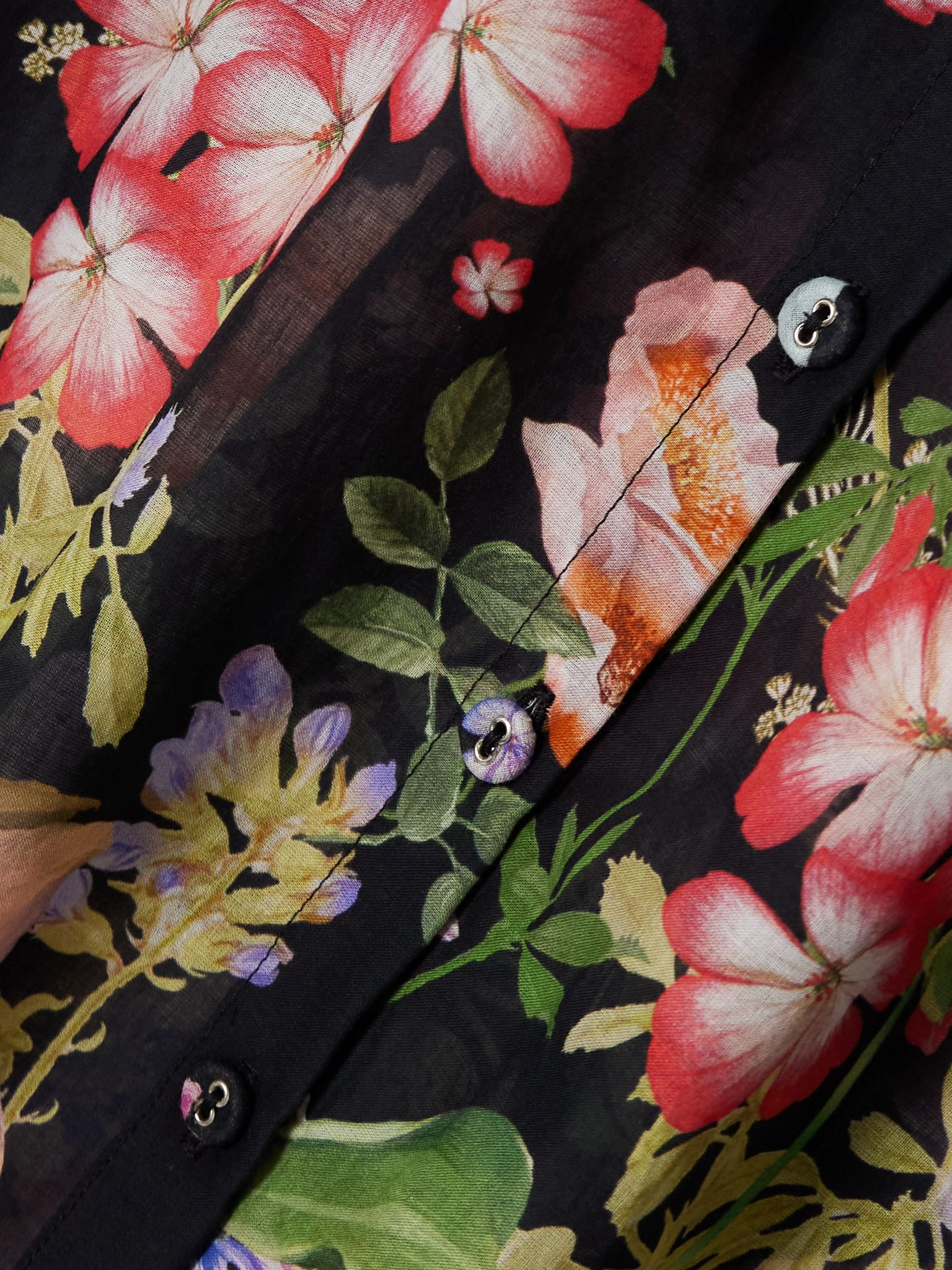 Aster floral-print cotton-blend voile shirt Black - 5