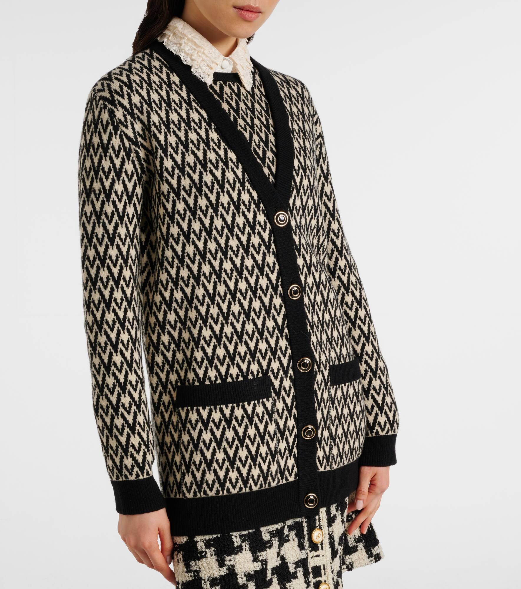 Toute La V virgin wool jacquard cardigan - 6