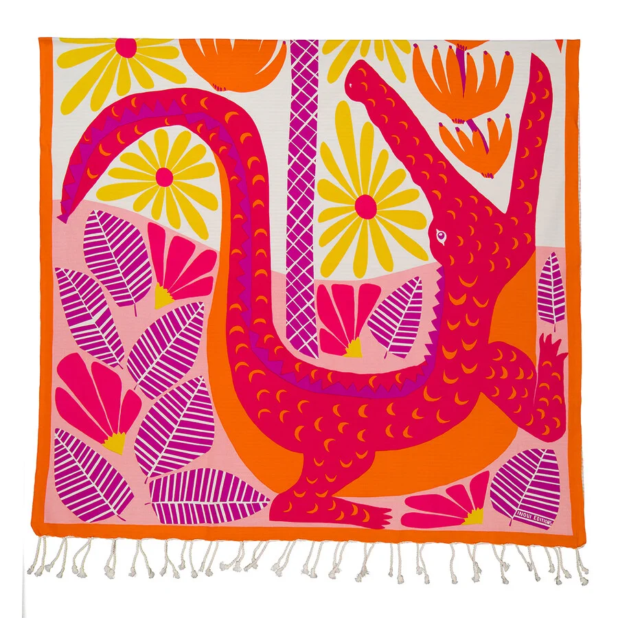Inoui Editions Pink Fouta 100 Mangrove Print Towel - 1