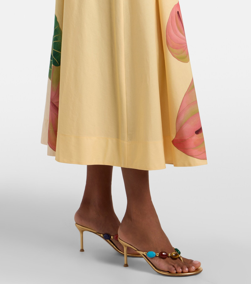 Anturium Golden floral cotton maxi dress 3
