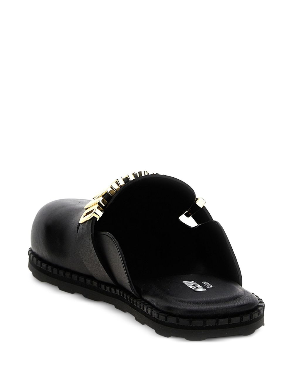 logo-plaque leather mules - 3