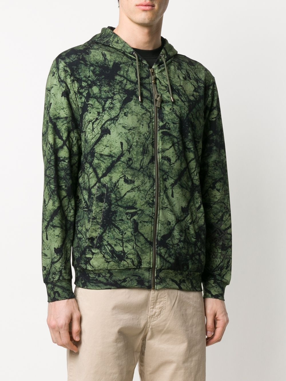 abstract print zipped hoodie - 3