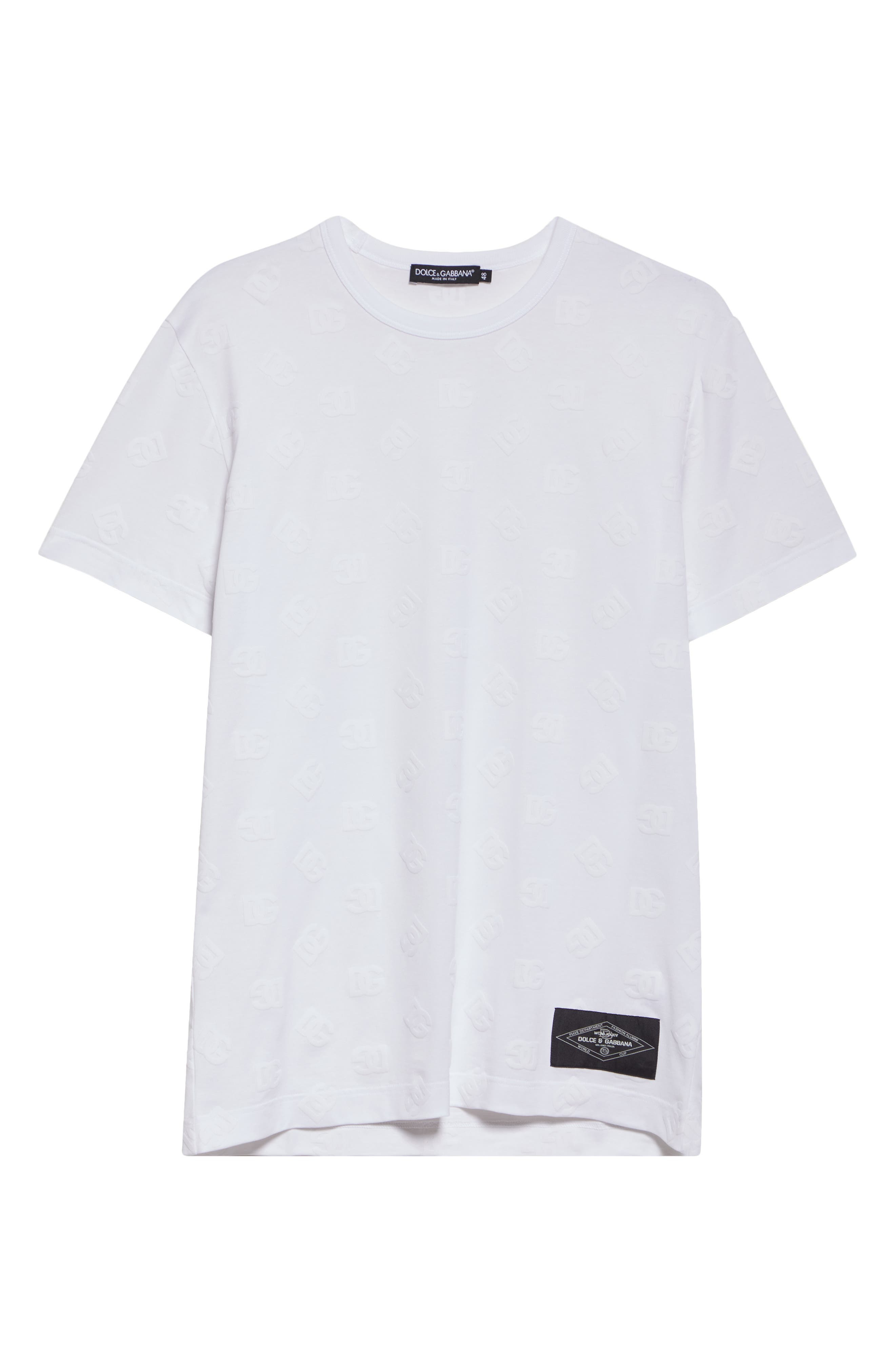 Dolce&Gabbana Re-Edition Flocked Logo Cotton T-Shirt in W0800 Bianco Ottico at Nordstrom - 5