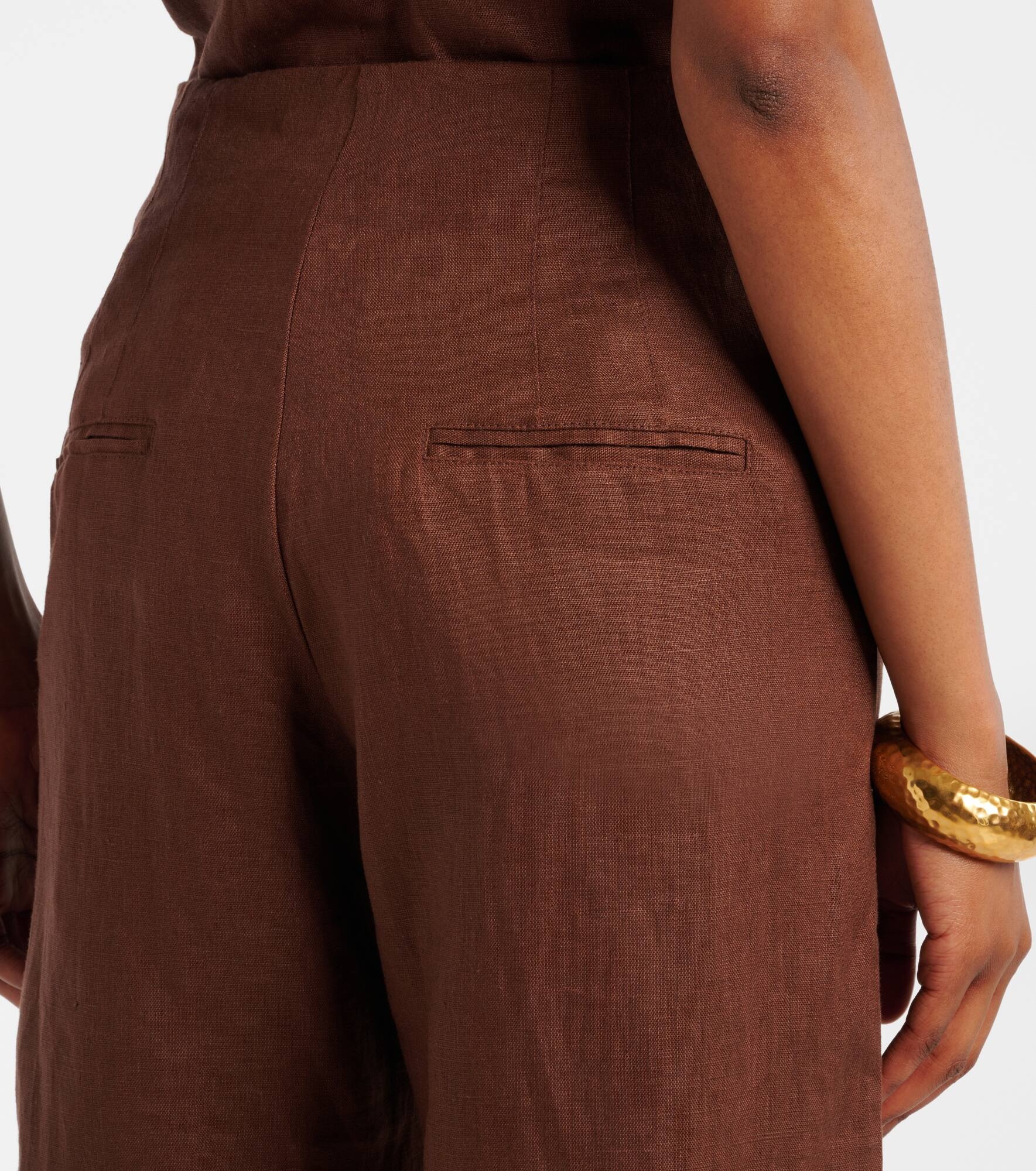 Isotta high-rise linen straight pants - 4