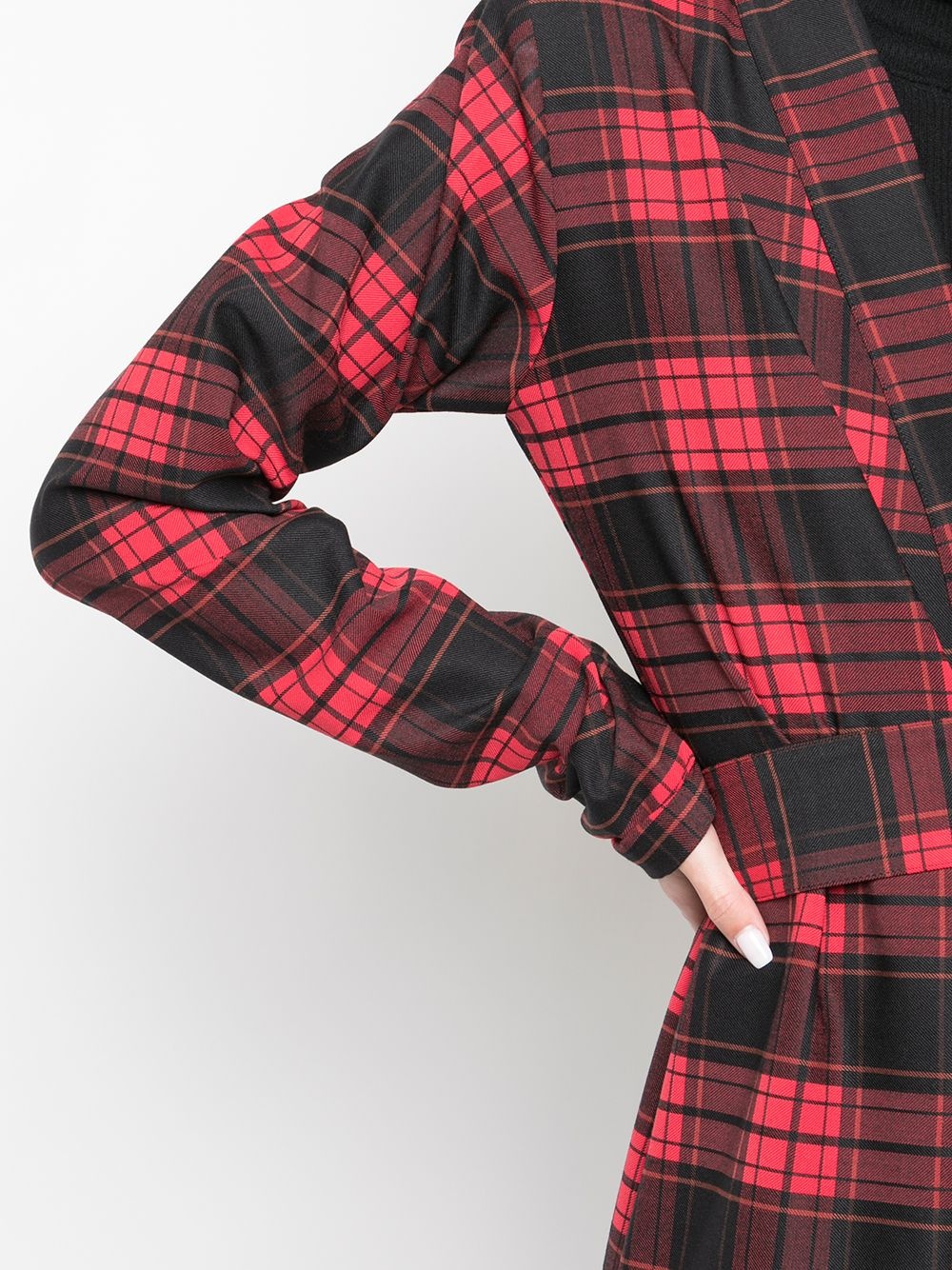 plaid belted coat - 5