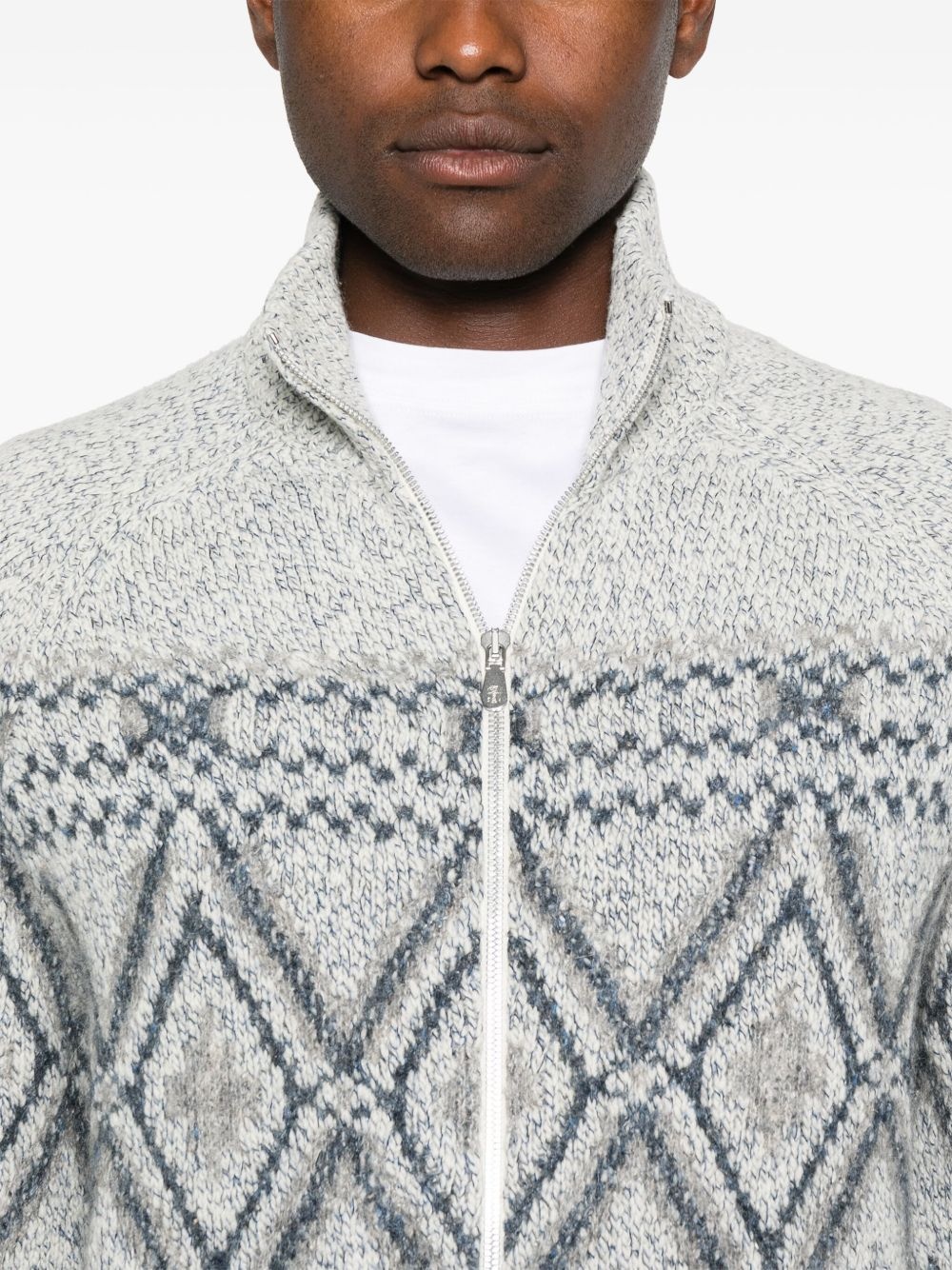 patterned-intarsia cardigan - 5