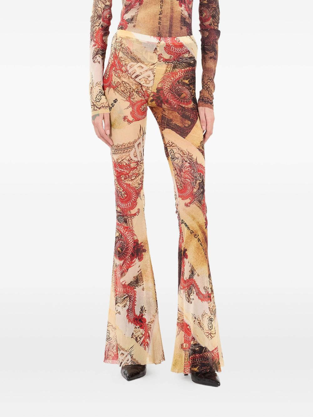flared printed trousers - 3