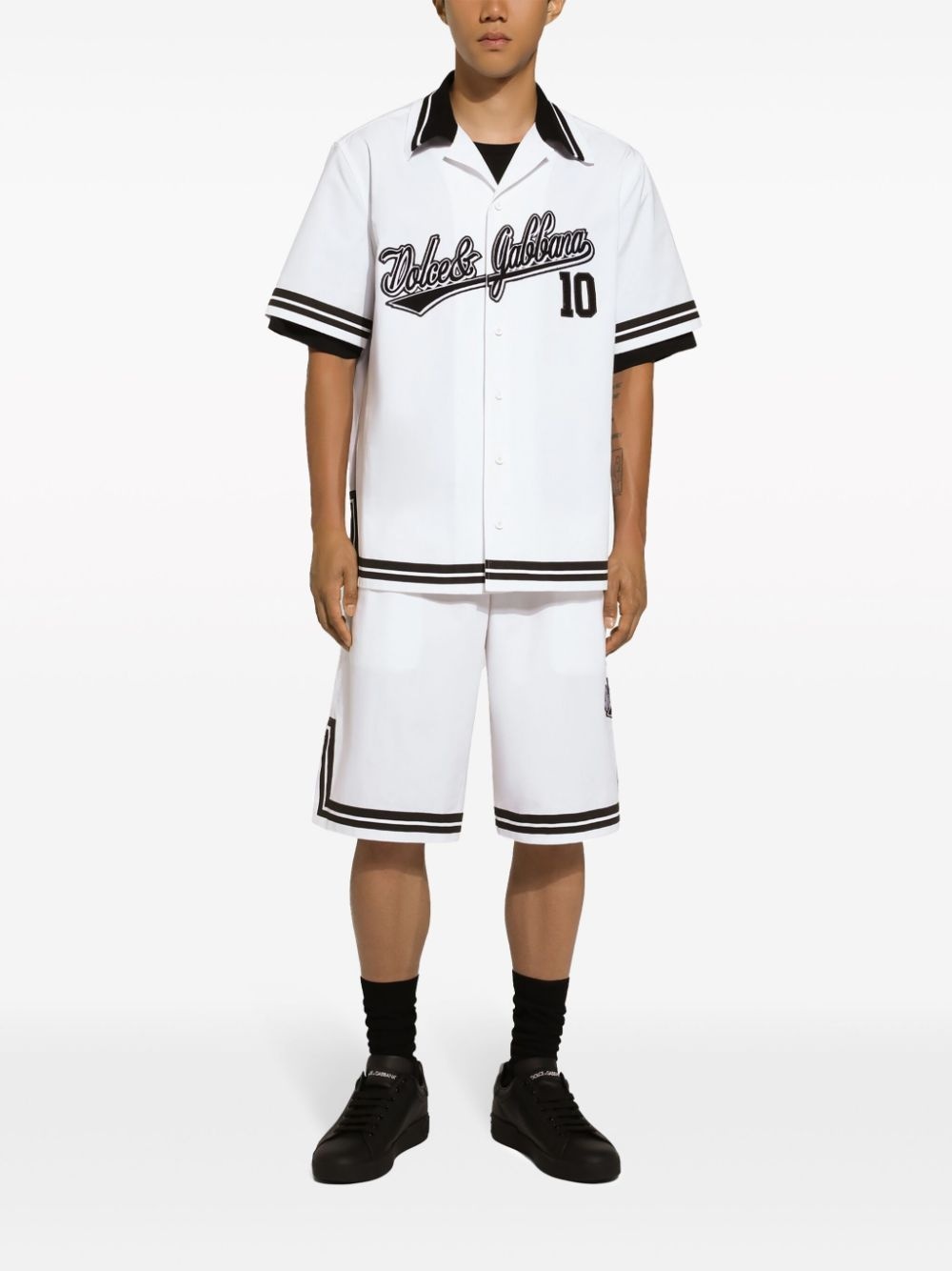 logo-print cotton track shorts - 3