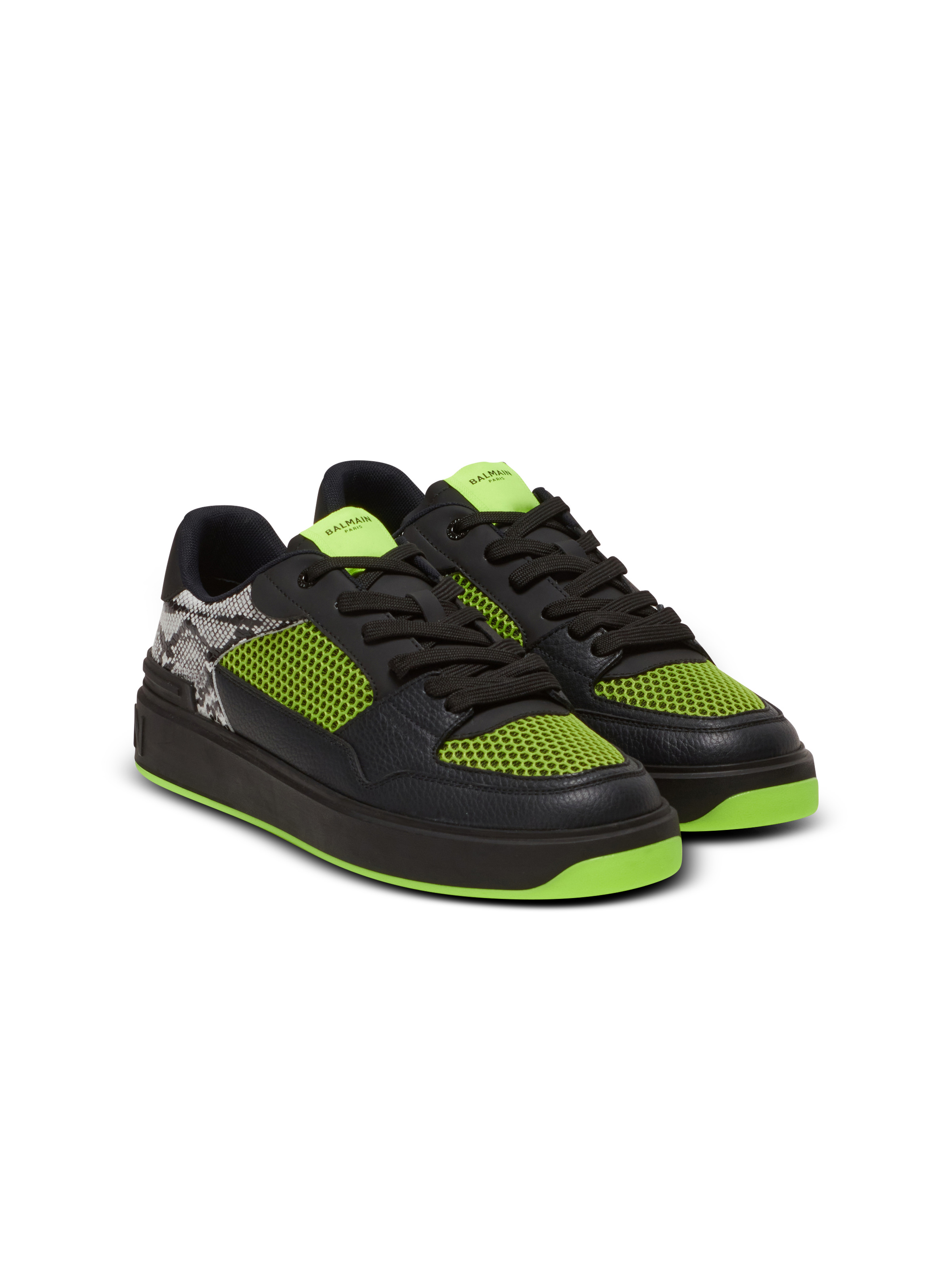 B-Court Flip snakeskin-effect leather and mesh trainers - 2