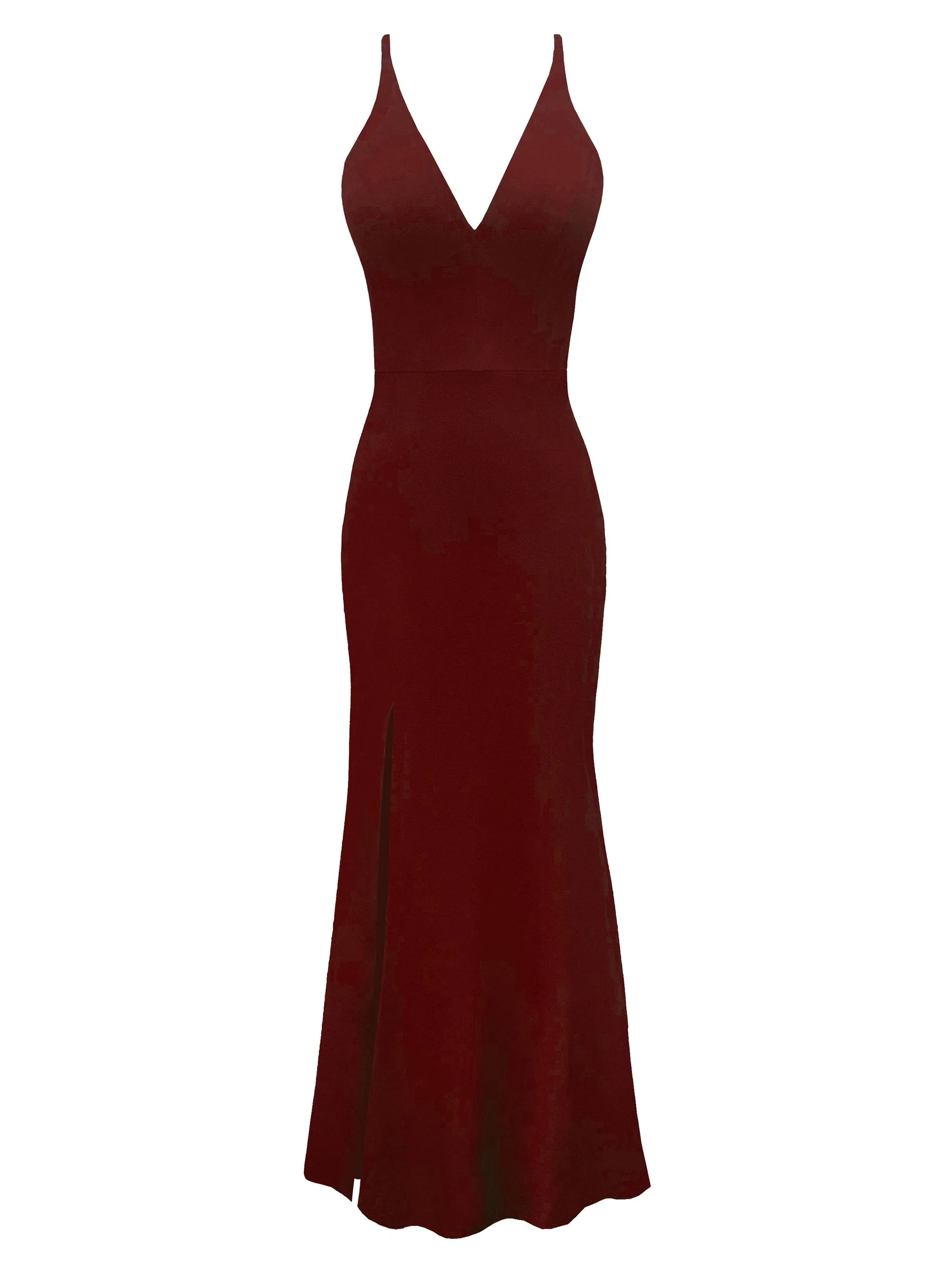 Women's Iris Sleeveless Mermaid Gown - Burgundy - 1