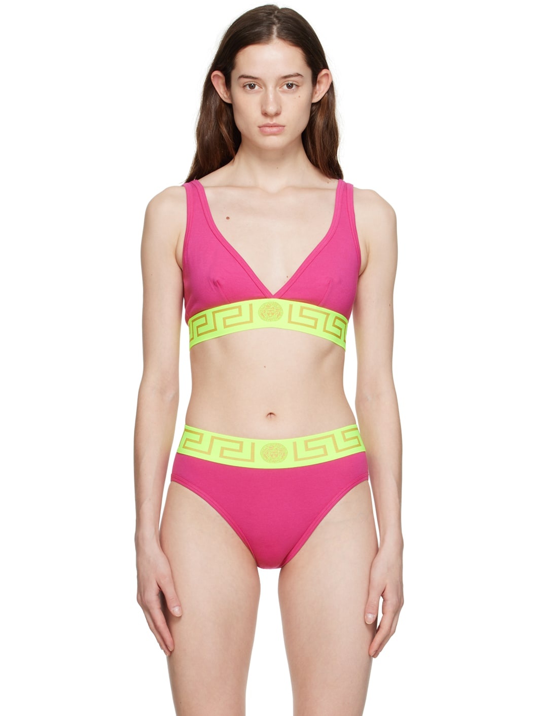 Pink & Green Greca Border Bra - 1