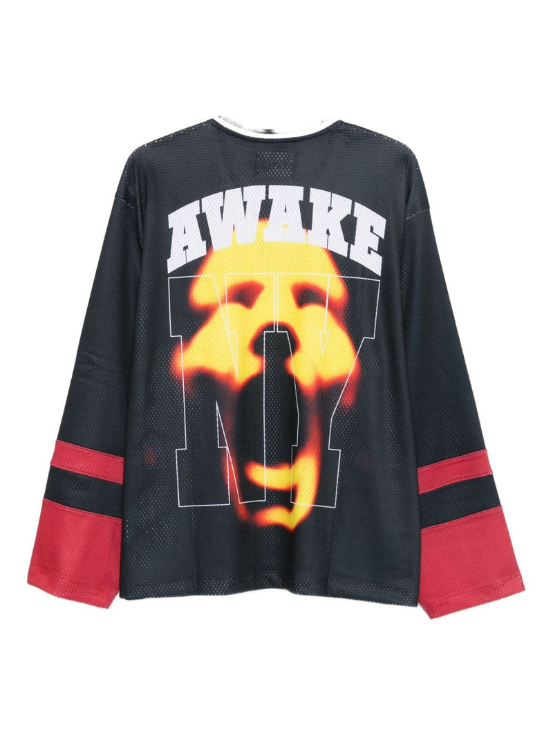 AWAKE NY face-print long-sleeve T-shirt outlook